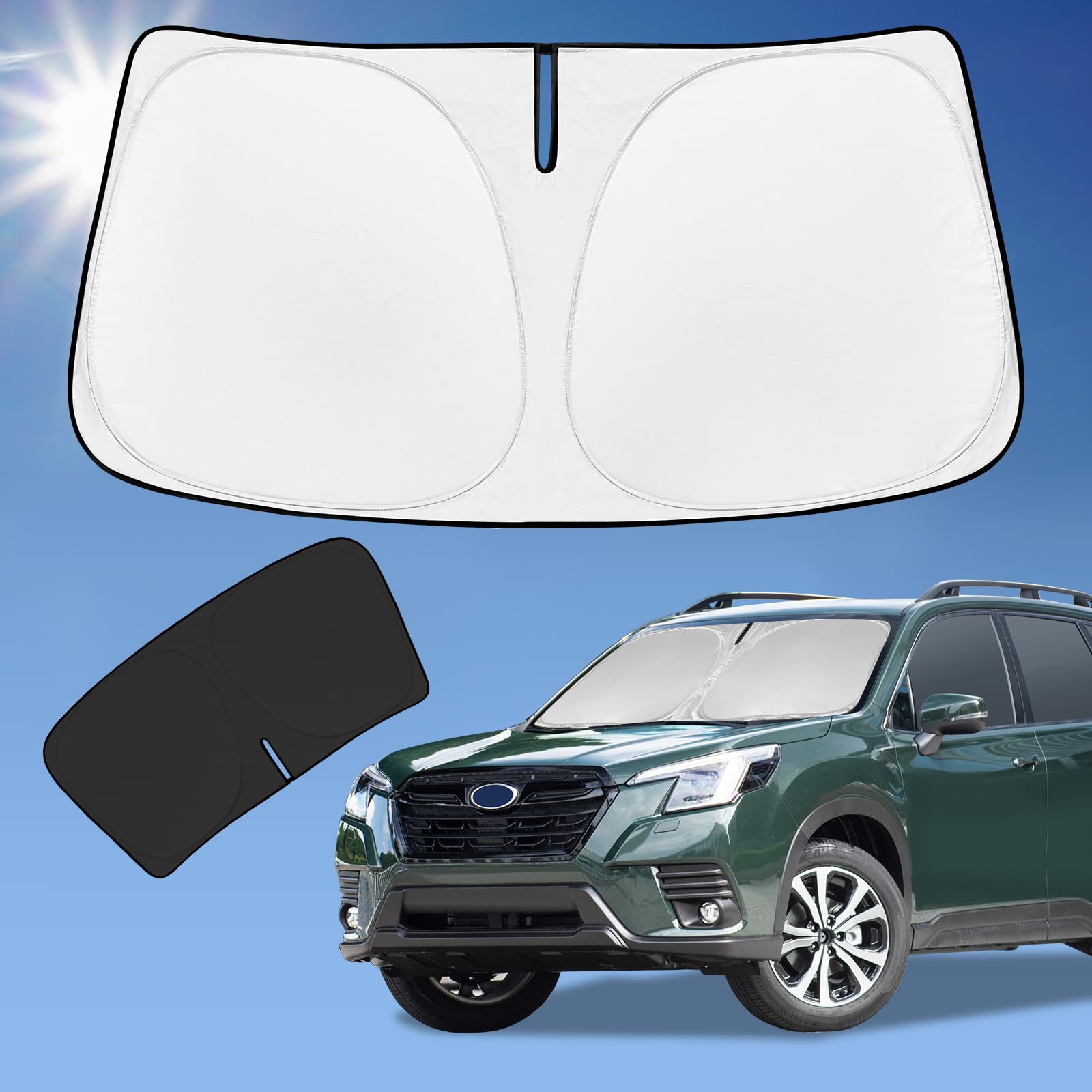 for Subaru Forester 2019-2024 2025 Sun Shade Sunshade Windshield Cover, 4-Layer Front Window Shade for Forester Crossover, Base, Premium, Sport, Limited Sun Visor 240T Shade Cooler Car Accessories -Like New