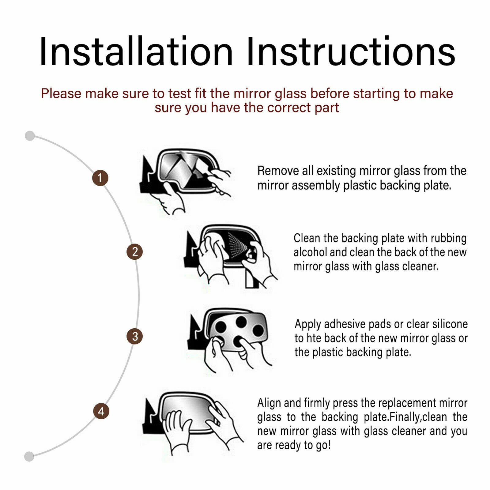 Adanz Mirror Glass fit for 2011-2013 Audi A3 2010-2016 Audi A4 2010-2017 Audi A5 QUATTRO 2013-2015 Audi IR S5 2010-2016 Audi S4