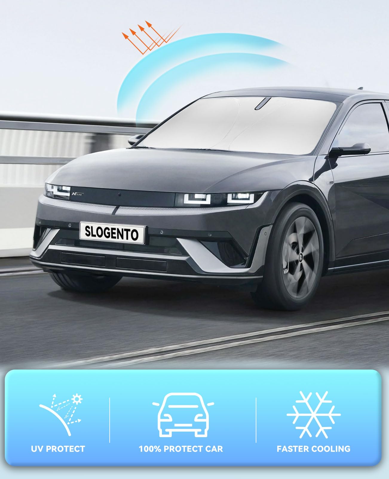 Sun Shade For Ioniq 5 Windshield Sunshades For Hyundai Ioniq 5 2022-2024 2025 Ioniq 5 Windshield Cover Front Window Shields 240T