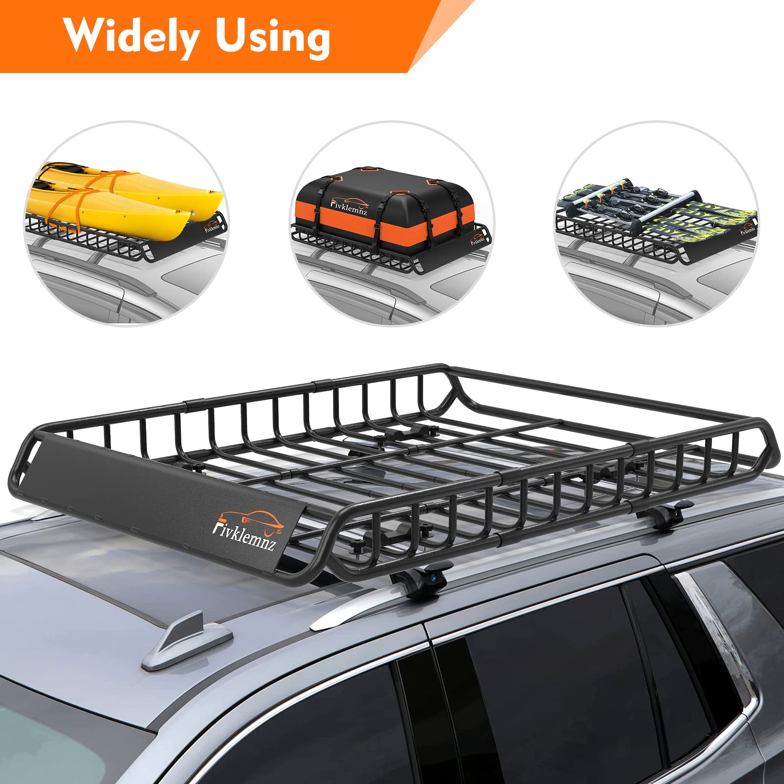Fivklemnz Roof Rack Cargo Carrier, Universal Roof Basket (49''X 36''X 5'') + 15 Cubic Feet Waterproof Rooftop Cargo Carrier Bag