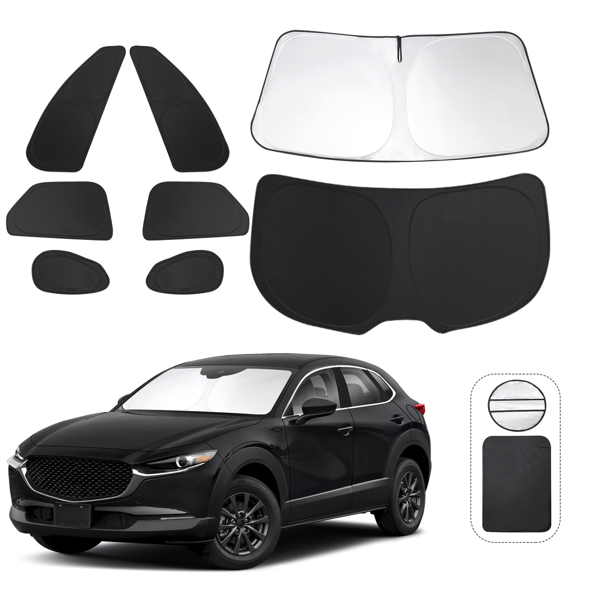Tinglu 8Pcs Window Shades For Mazda Cx-30 2019-2024 2025 Accessories Car Side Full Windows Rear Triangular Windshield Sun Shade