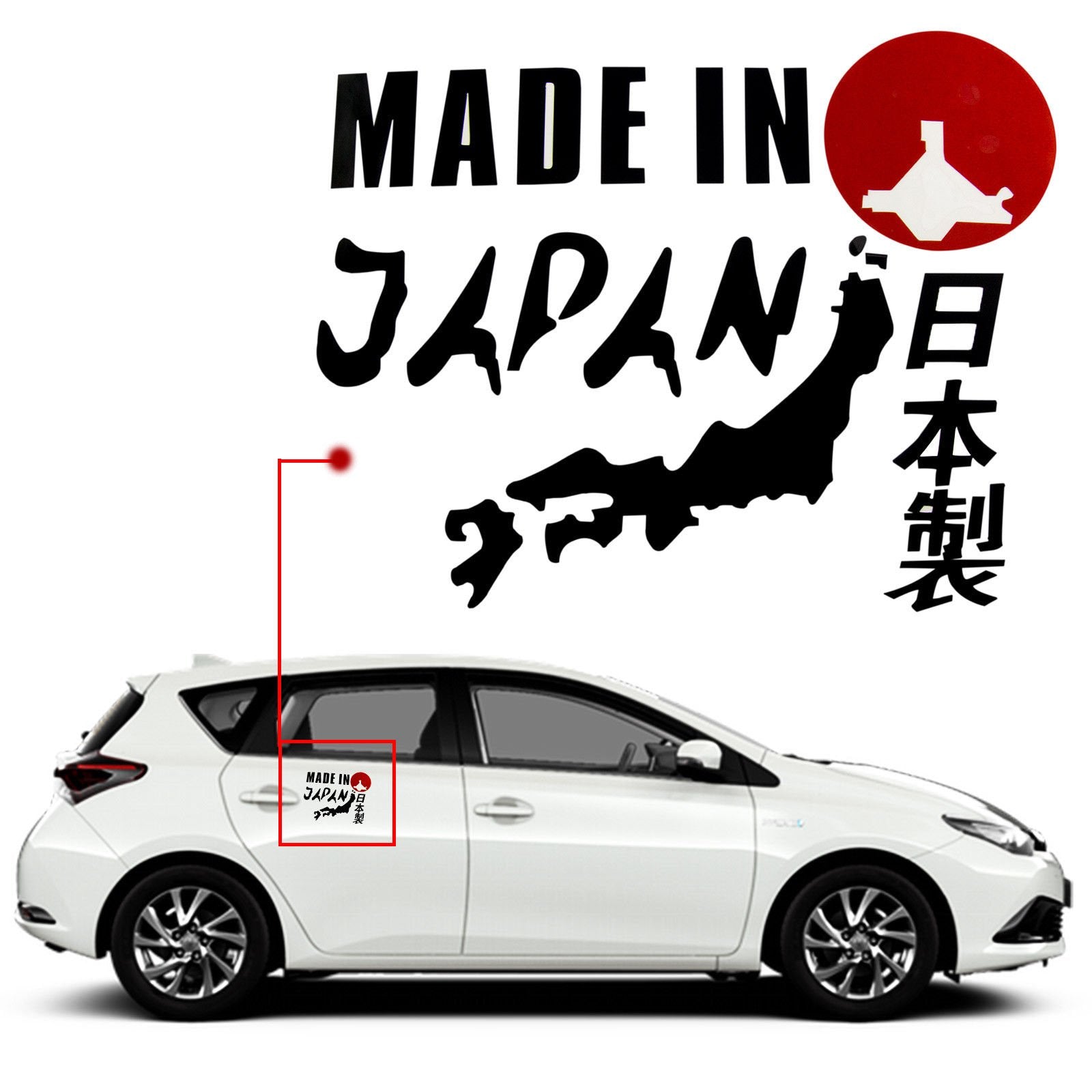 Xotic Tech 1X Made In Japan Rising Sun Kanji Black Nippon Map Decal Vinyl Sticker Funny Cool Decoration For Automotive Car Laptop Notebook (6.49' X 5.11')