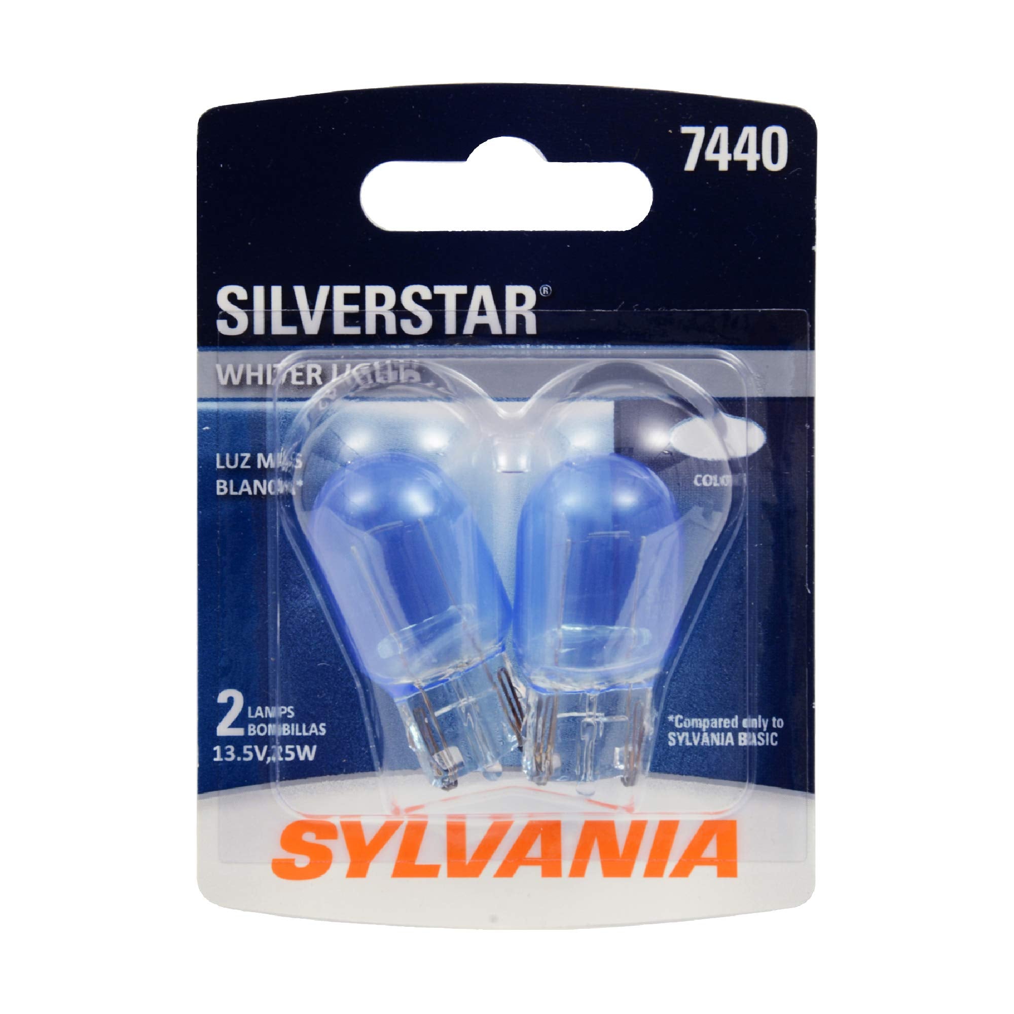 Sylvania - 7440 Silverstar Mini Bulb - Brighter And Whiter Light, Ideal For Daytime Running Lights (Drl) And Back-Up/Reverse Lig