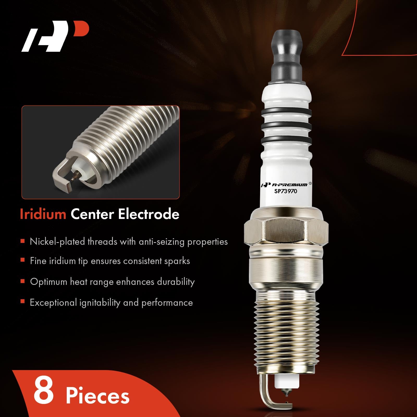 A-Premium Iridium Platinum Spark Plugs Compatible with Cadillac CTS Escalade, Chevrolet Silverado Tahoe Suburban, GMC Sierra Yuk