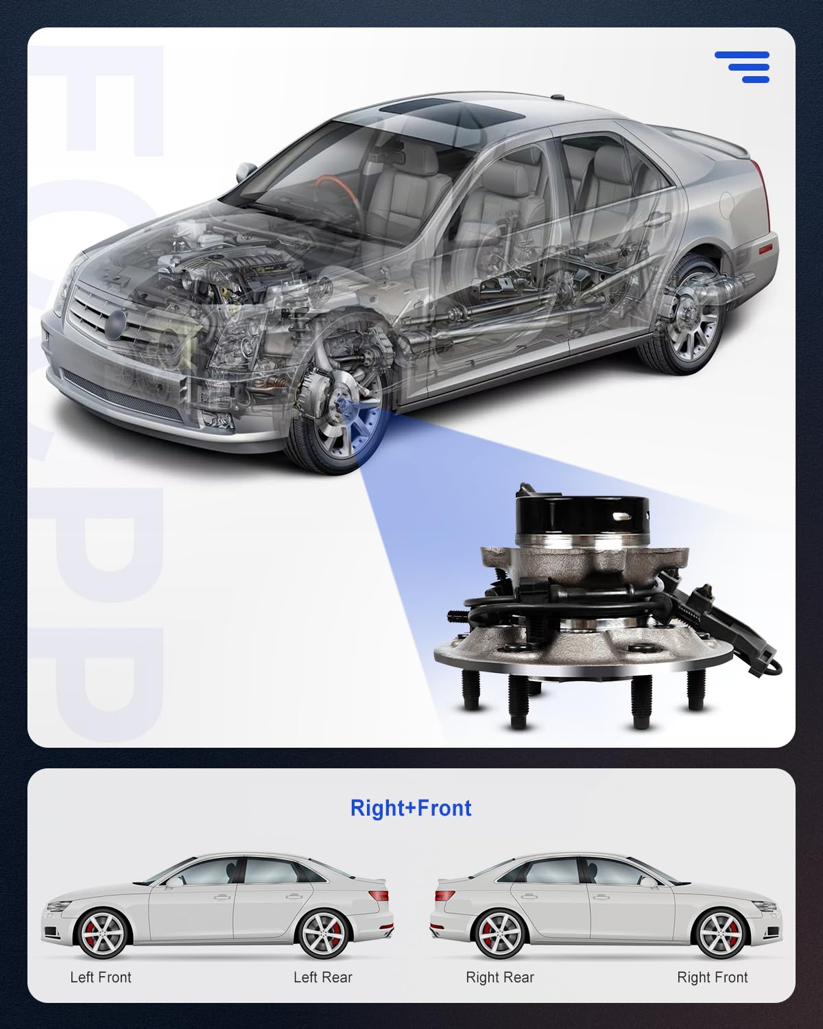 ECCPP Replacement for Wheel Bearing Hub 515109 Hub Bearing Assembly Hub Assemblies Front Axle, Right 6 Lugs W/ABS Sensor for GMC