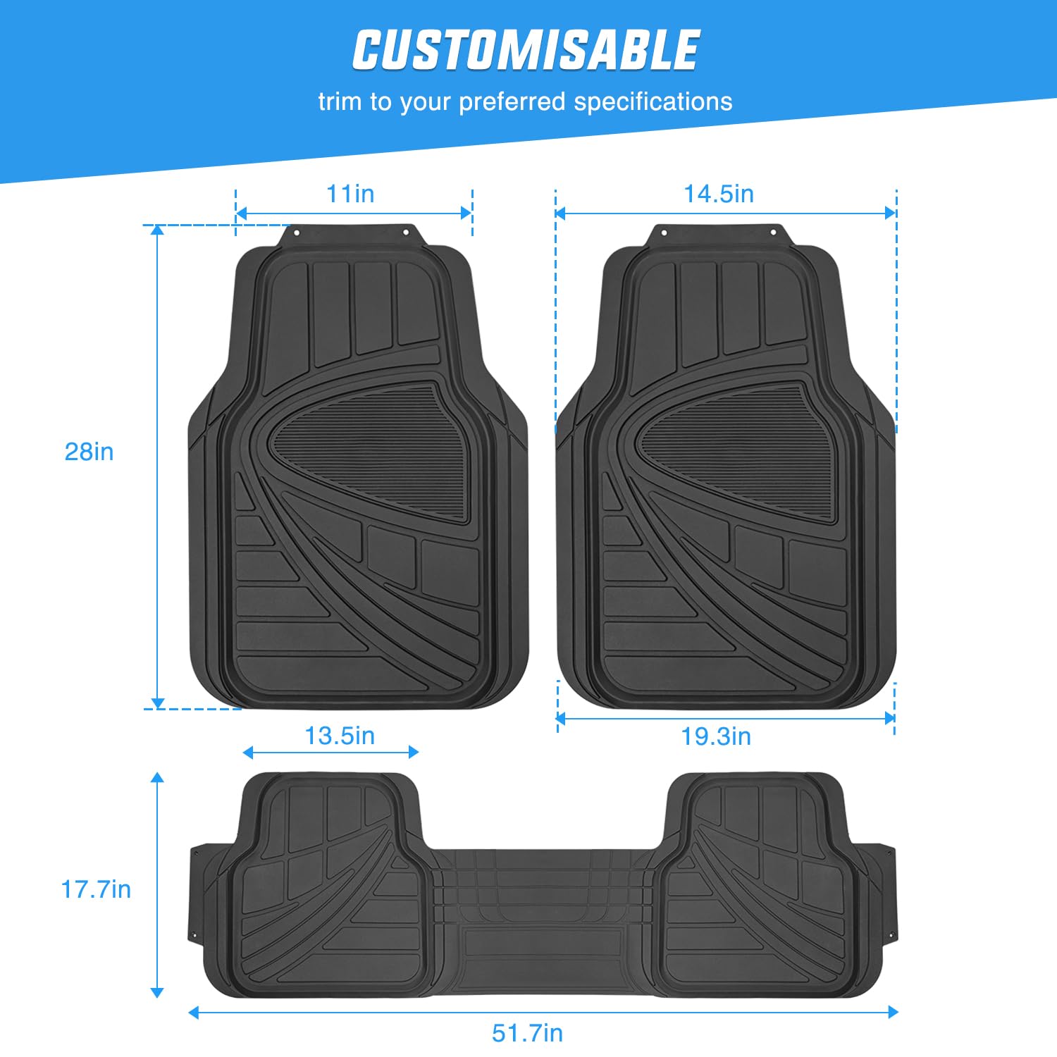 Nilight Pvc Floor Mats For Cars Trucks Suvs,Universal Trim To Fit For Most Vehicles,All Weather Protection Heavy Duty Floor Line