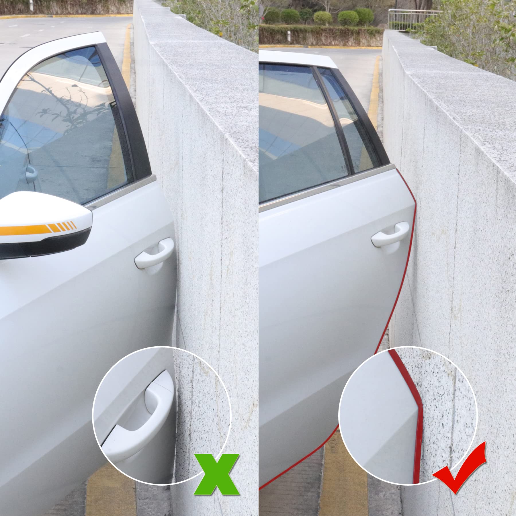 Singaro 16.4Ft (5M) Car Door Edge Guard, No Glue Rubber Decorative Protective Strip, Car Door Entry Protector, Applicable To Car, Truck, Suv And Atv,Car Exterior Accessories(Red)