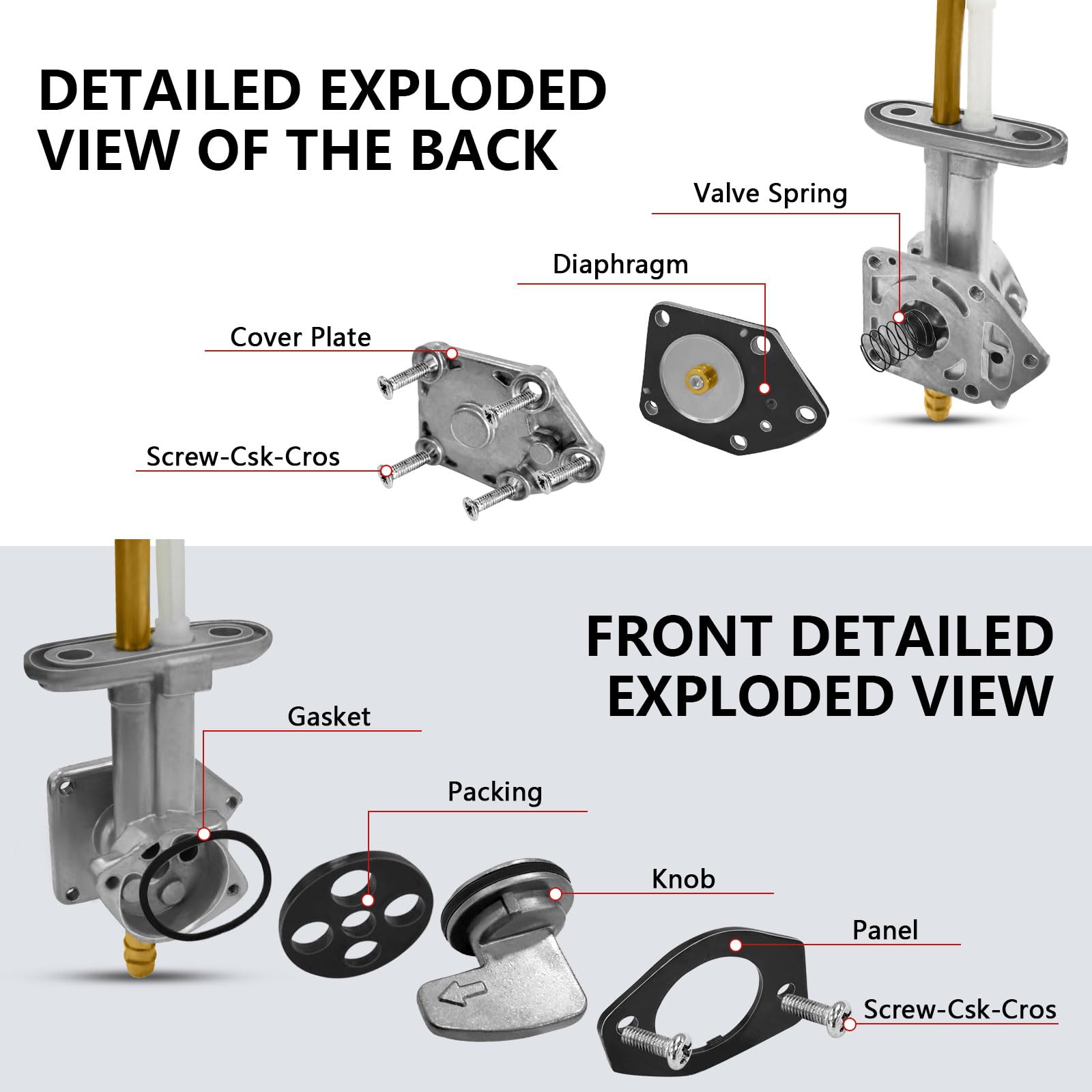 Moto1988 Fuel Valve Petcock Tank Switch Compatible With Kawasaki Ninja 250 250R Ex250F 1988-2007 Oem 51023-1393 51023-1139