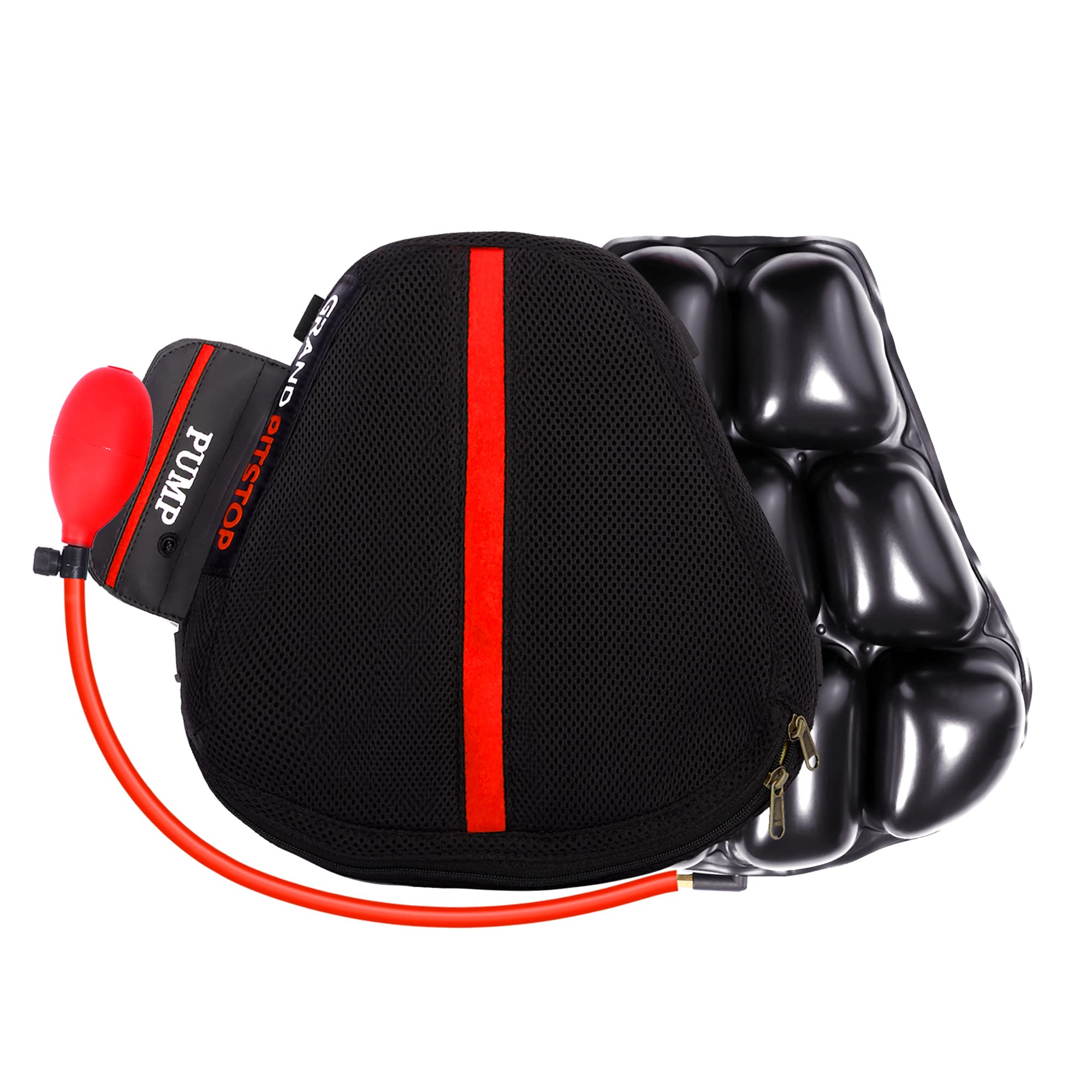 Grand Pitstop Motorcycle Air Seat Cushion, On The Go Inflate & Deflate, Pressure Relief Motorcycle Seat Pad, Shock Proof Comfort