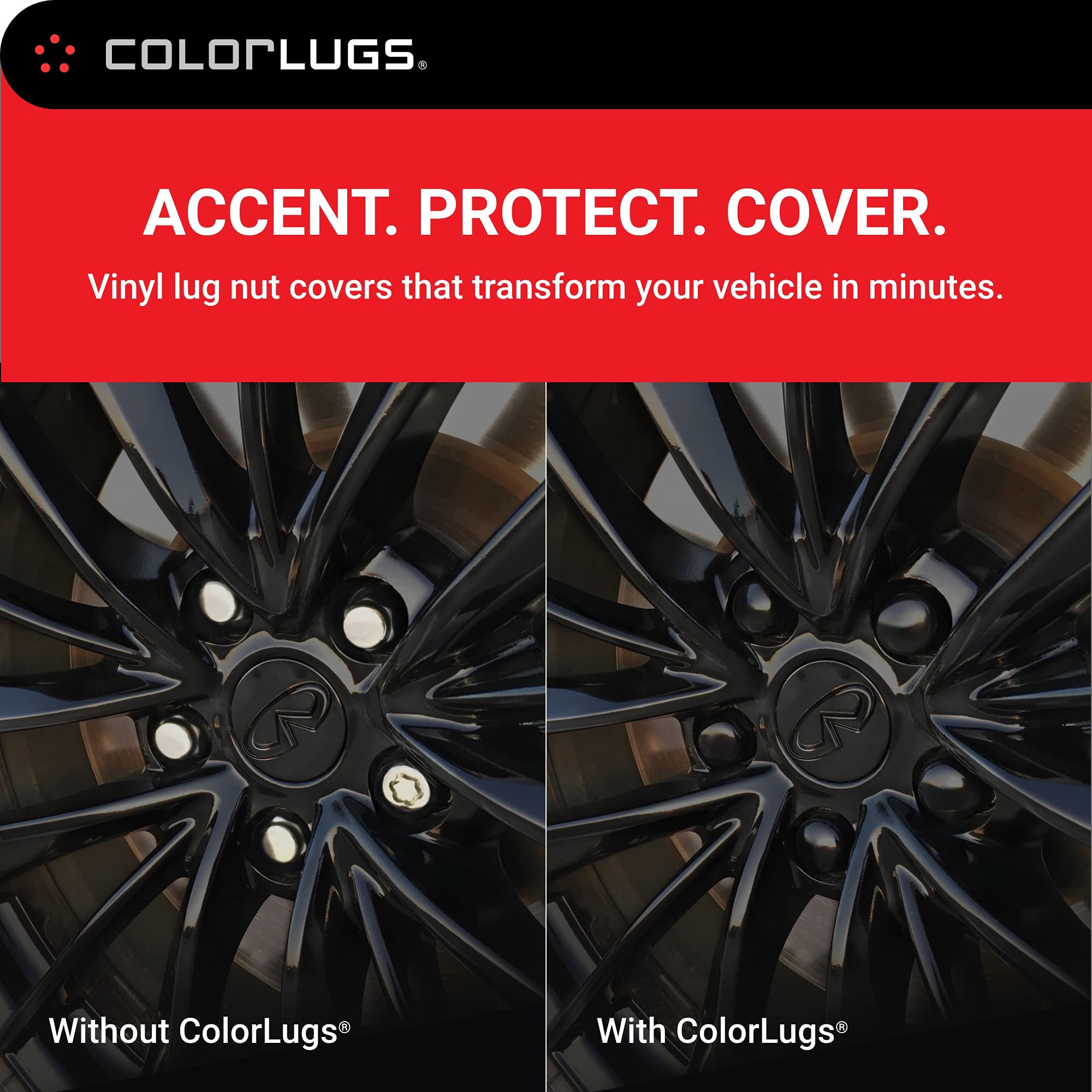 Colorlugs Vinyl Lug Nut Cover | Black | Flexible Fit Wheel Lug Nut Cap | Fits 21-23 Mm | Pack Of 20 | Includes Deluxe Extractor | Made In The Usa