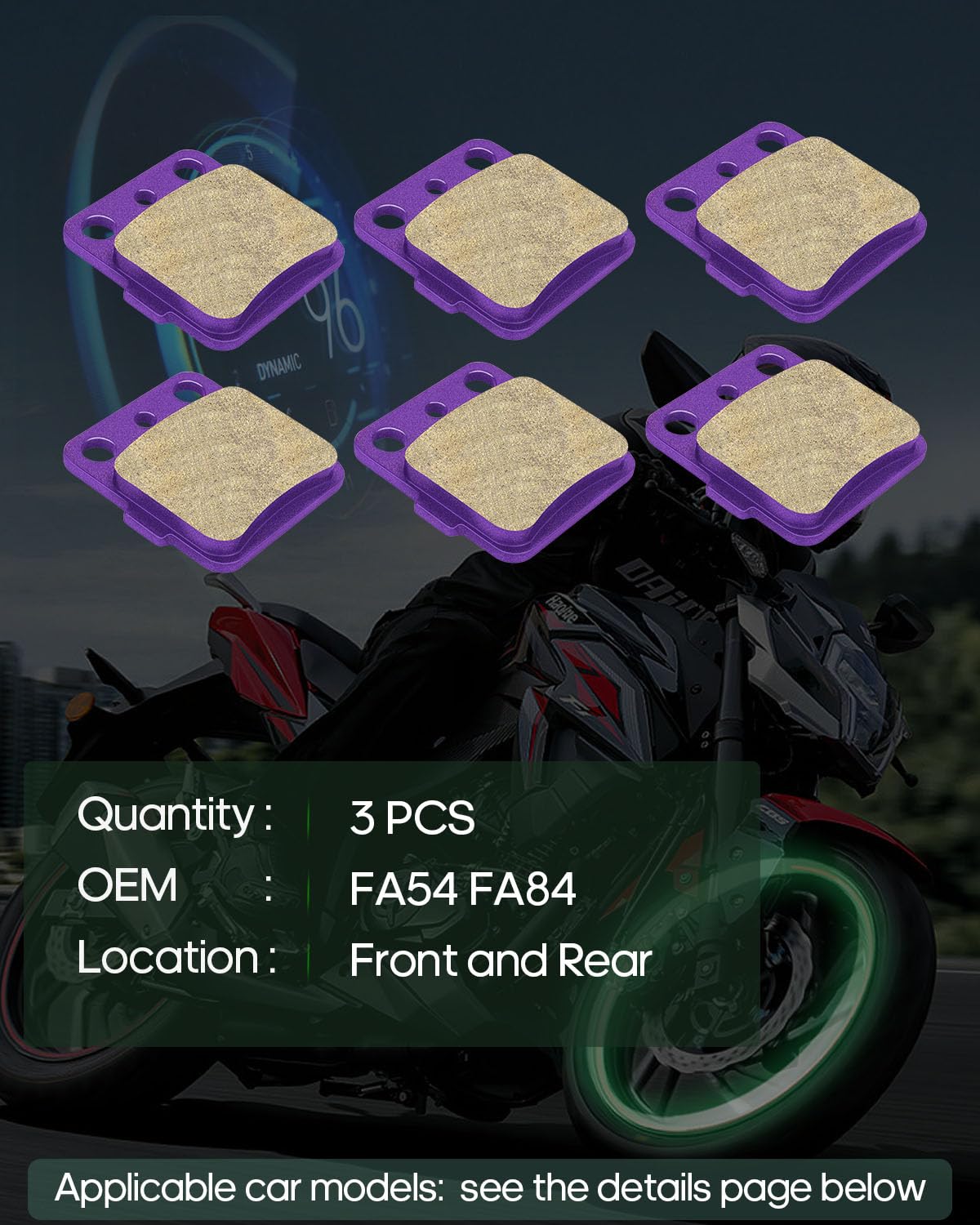 Scitoo Carbon Fiber Brake Pads Fit For 90-06 For Yamaha Banshee 350, 03-06 For Yamaha Blaster 200, 11 For Yamaha Raptor 125, 89-04 For Yamaha Warrior 350, 95-05 For Yamaha Wolverine 350