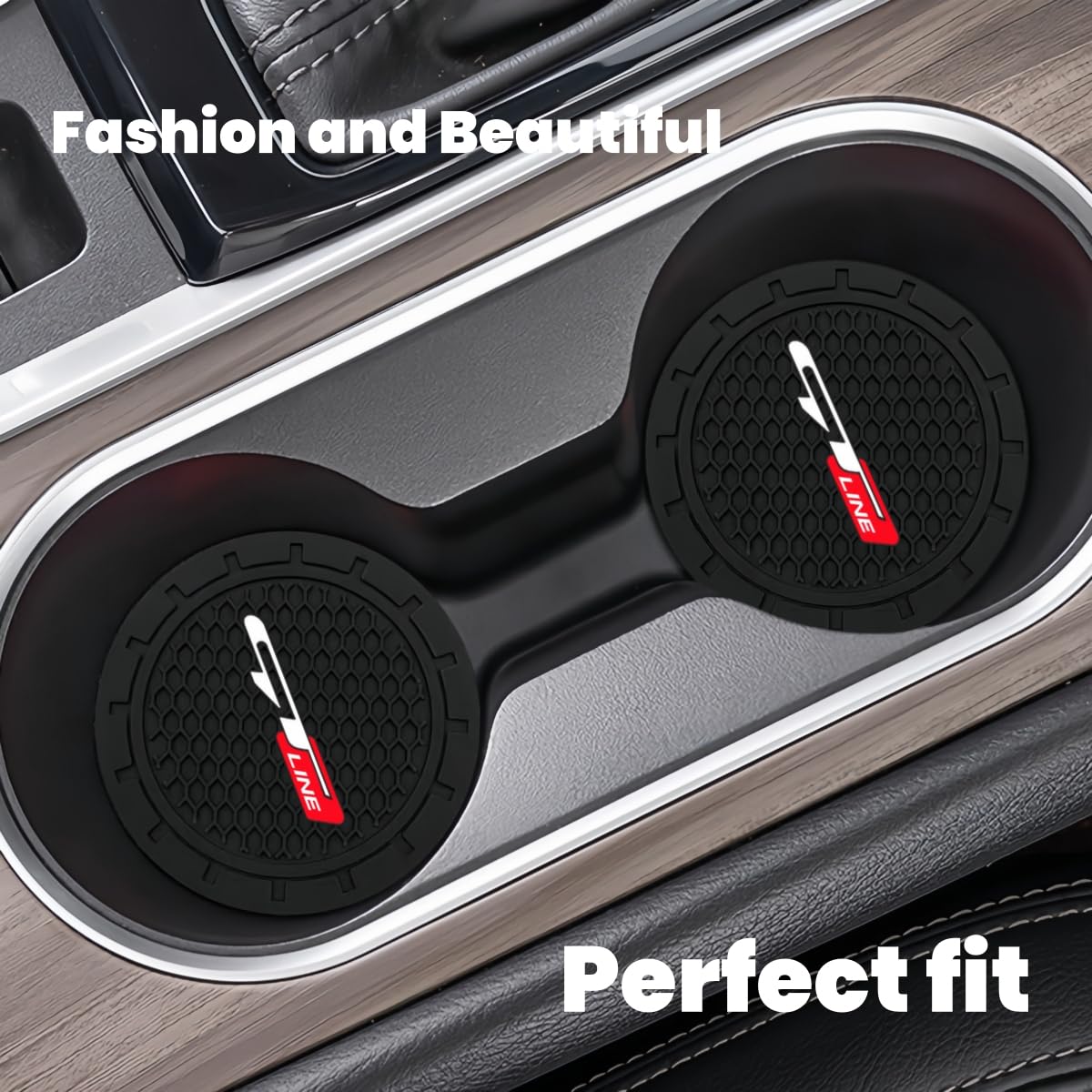 2 Pcs Black Car Cup Holder Coaster Compatible With Gt Line 2.75 Inch Silicone Anti-Slip Fashion Car Interior Accessories