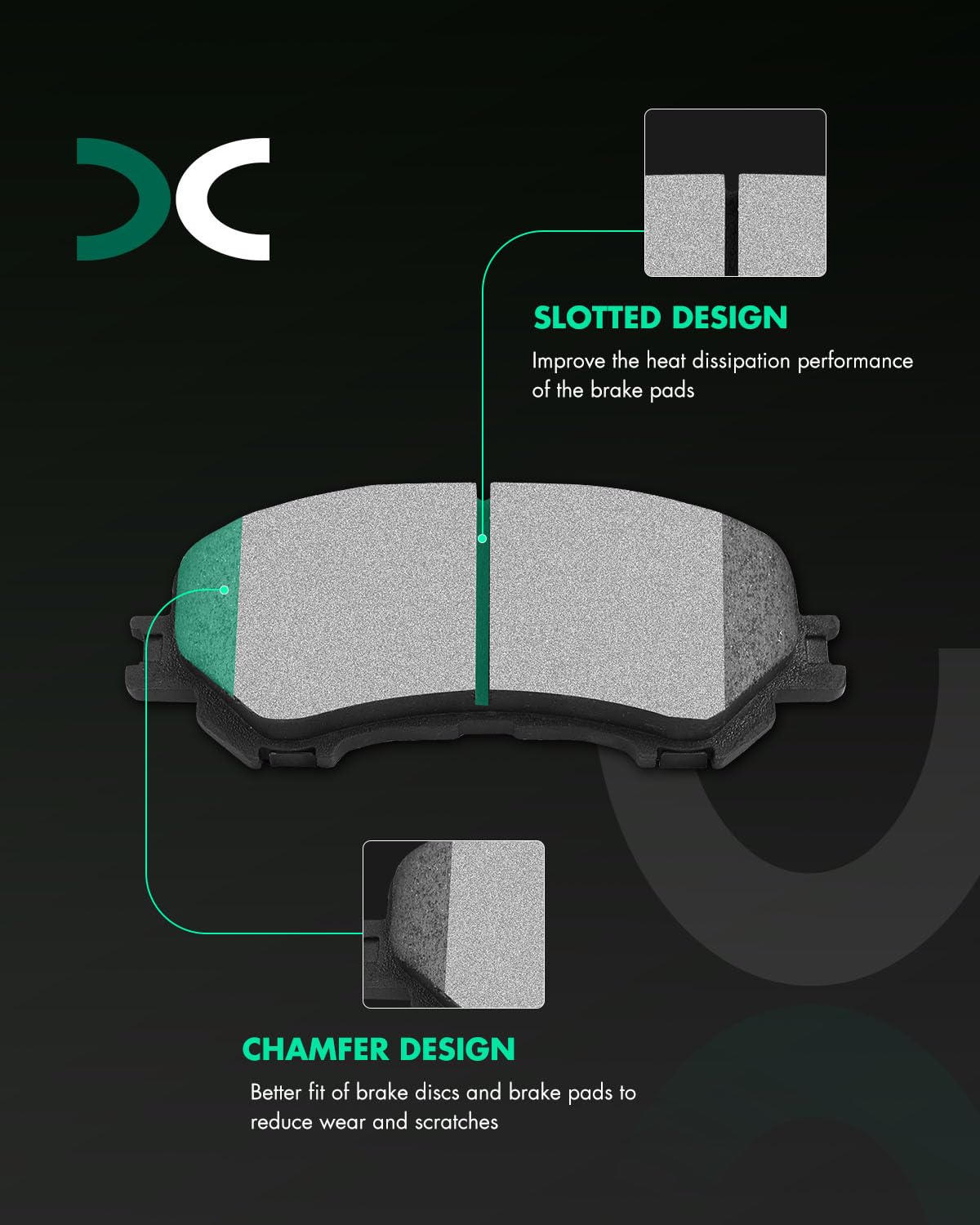 Scitoo D1737 Ceramic Brake Pads Sets Front W/Hardware Replacement For Nissan For Rogue 2014-2020,For Nissan For Rogue Sport 2017