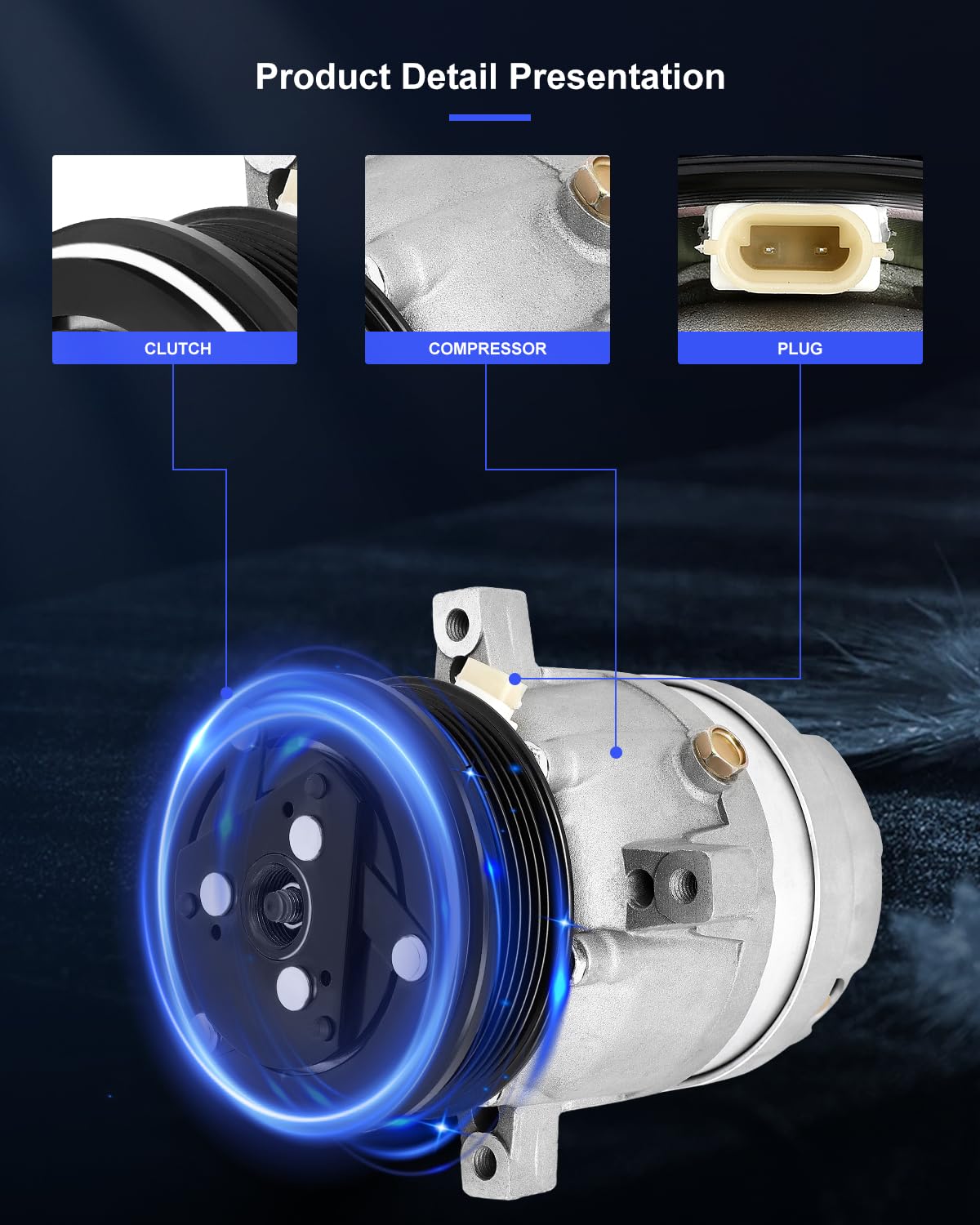 ECCPP A/C Compressor with Clutch 1995-2002 for Chevy Camaro for Pontiac Firebird 3.8L AC Compressor