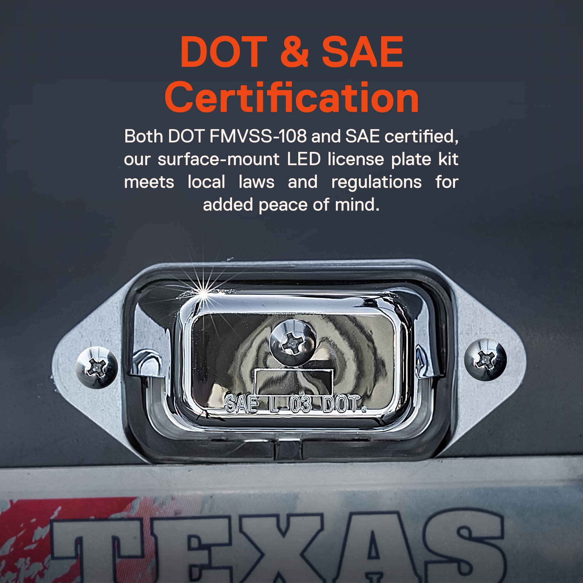 True Mods Chrome Boat Trailer Led License Plate Light [Surface Mount] [Dot Fmvss 108] [Sae L] [Waterproof] [12V Dc] Universal Su