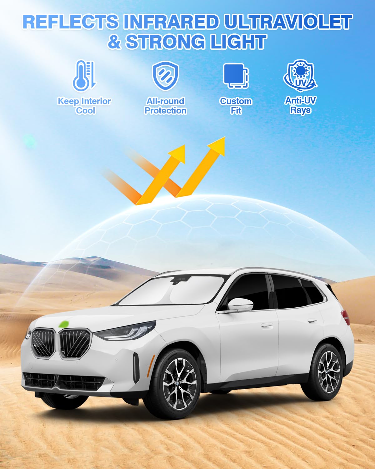 Canvcle Sunshades For 2025 Bmw X3 Accessories Windshield Sun Shade Side Rear Window Shade Cover Sun Visor Shield Privacy Protect