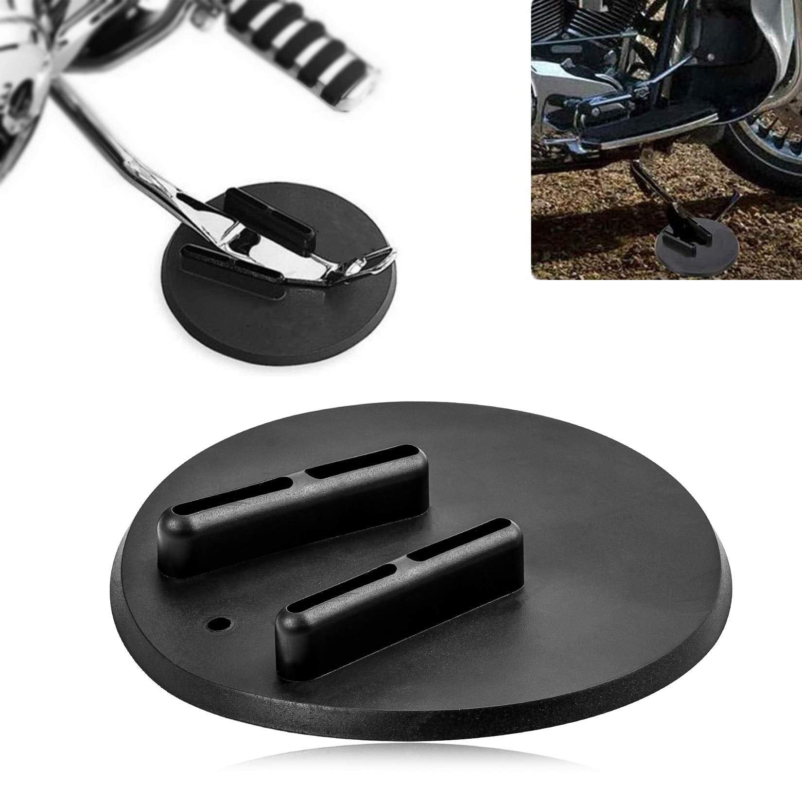 PSLER Motorcycle Kickstand Pad Kick Stand Coaster Puck Parking Stand Support Plate Helps Park Your Bike on Hot Pavement Grass So