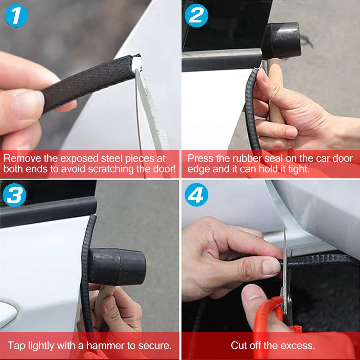 Myfamirea 49Ft(15M) Long Car Door Edge Guards, U Shape Edge Trim Rubber Seal Protector Car Door Protection Anti-Collision Rubber