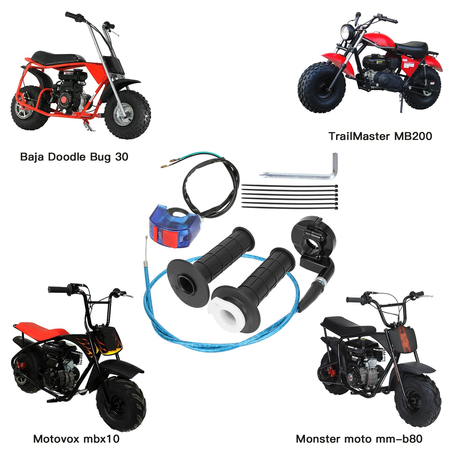 Yoxufa 7/8 Twist Throttle Handle Cable Grip For Predator 196Cc 212Cc 6.5Hp Coleman Ct200U Ct200U-Ex Bt200X Baja Warrior Mb200 79Cc Ct100U Motovox Mbx10 Monster Moto Mmb80 Mmb105 Mini Bike Go Kart