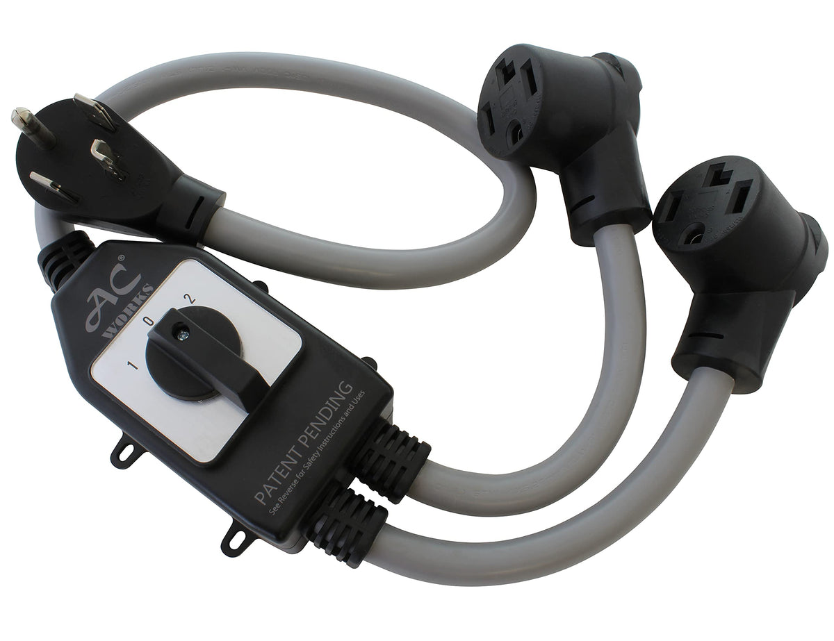 Ac Works Ev Charging Adapter For Tesla Use (Safety Switch Y-Cable-4-Prong Dryer)