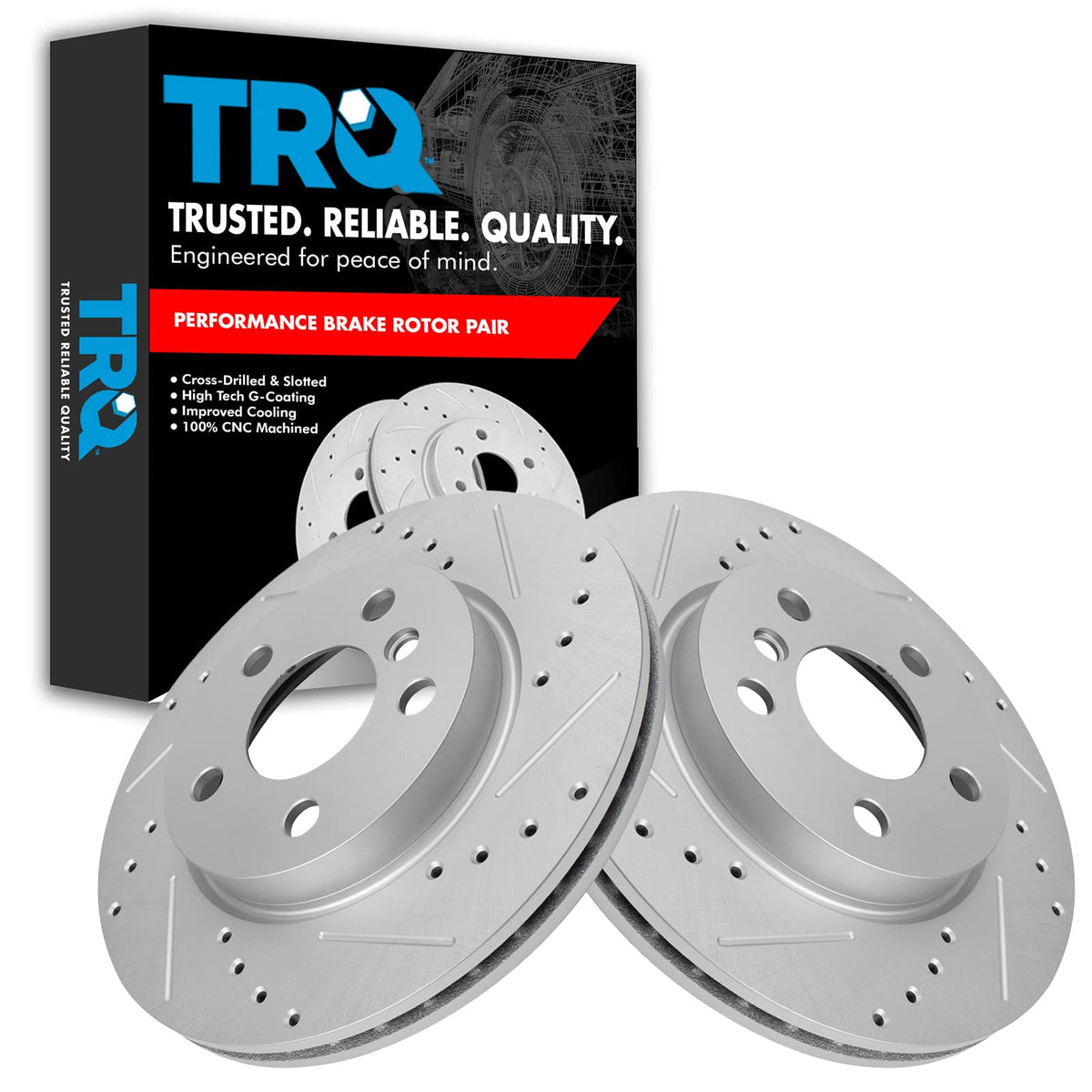Trq Front Performance Brake Rotors Set Premium G-Coated Compatible With 2014-2024 Mini Cooper