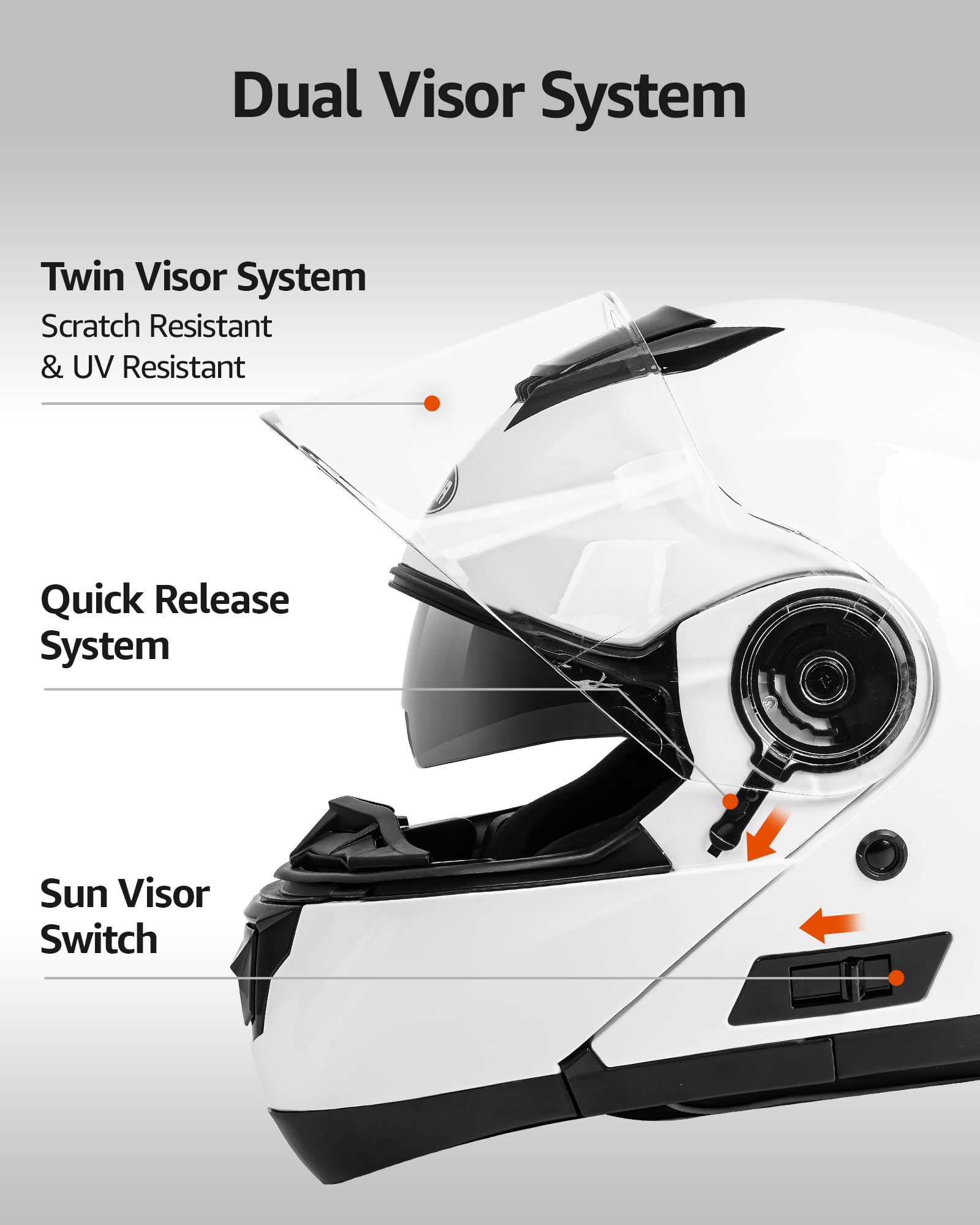 YEMA Modular Motorcycle Helmets, DOT Approved Full Face Motorcycle Helmet with Flip Up Dual Visor, Helmets for Adults Motorcycle