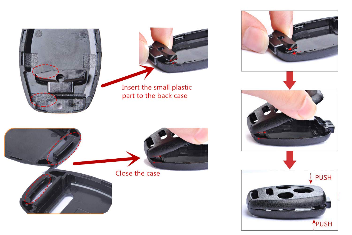 Horande Replacement Key Fob Cover Case fits for 2006 2007 2008 2009 2010 2011 Honda Accord Civic CRV Pilot Ridgeline Odyssey Key