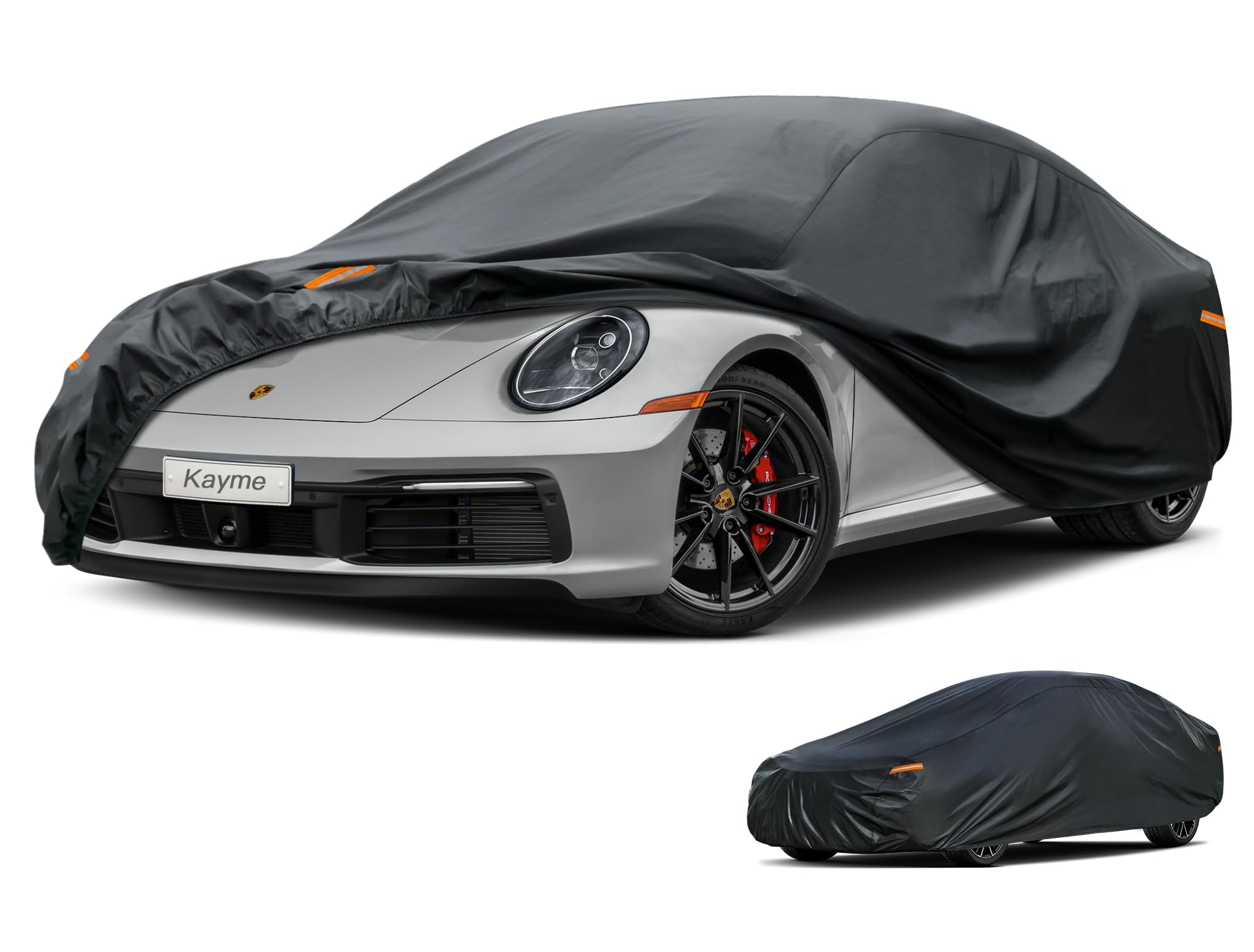 Kayme 7 Layers Coupe/Sedan Car Cover Waterproof All Weather For Automobiles, Outdoor Full Cover Sun Uv Protection, Universal Fit
