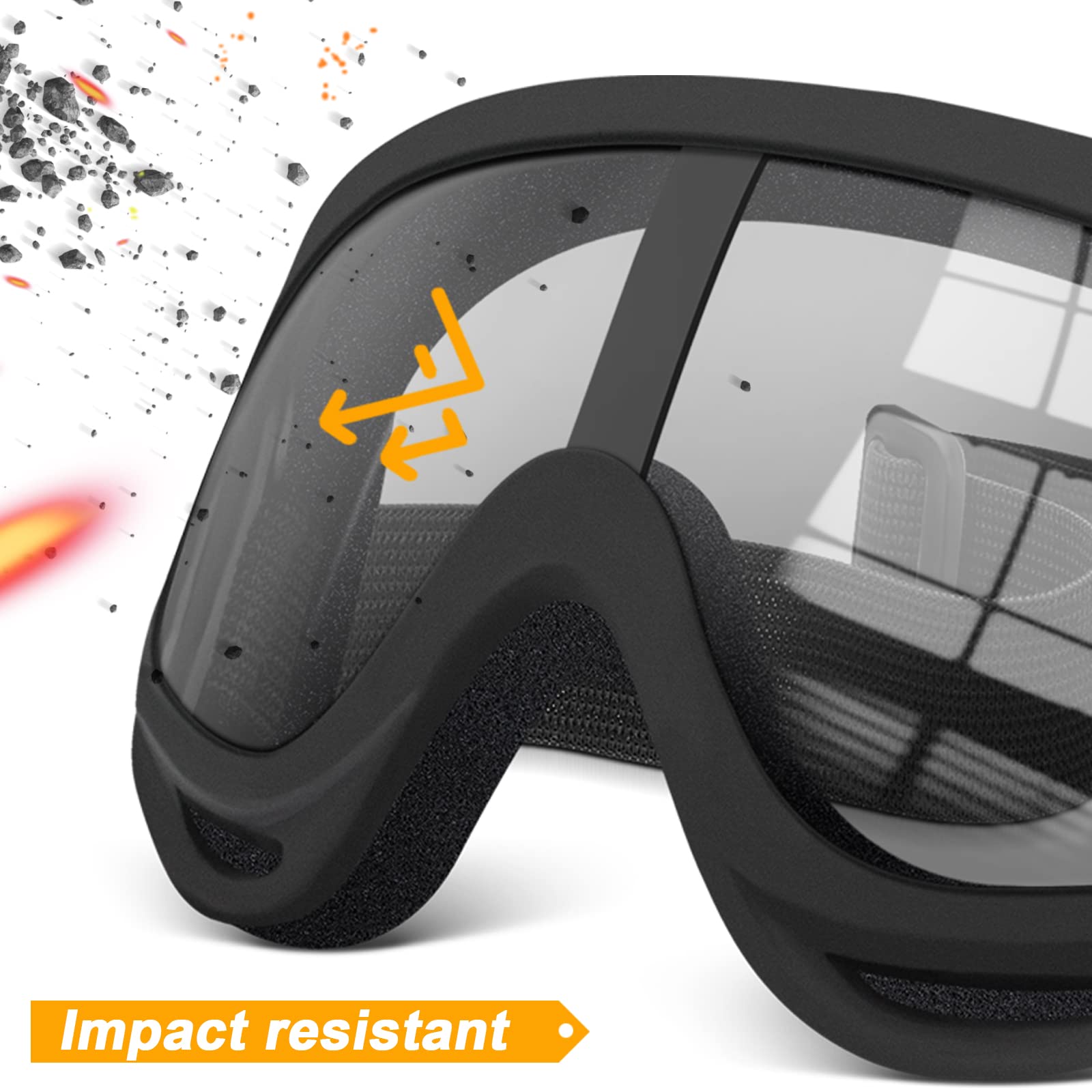 Oxg 2 Pairs Motorcycle Goggles Fit Helmet, Atv Ski Goggles Anti-Uv Dustproof Windproof Dirt Bike Goggles For Youth Men Women (Clear)