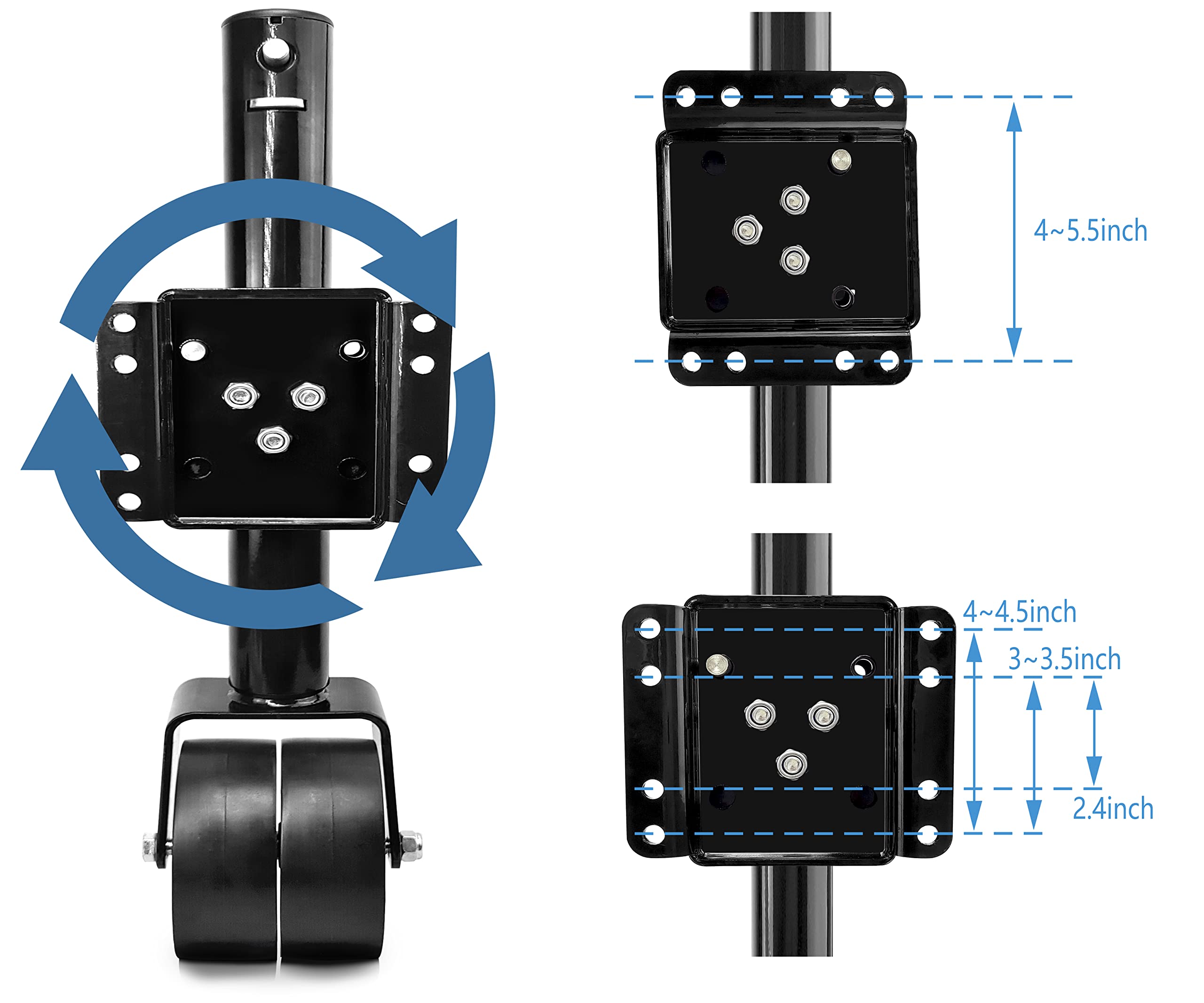 Aukayne Boat Trailer Jack With Wheel Swivel- 2000 Lbs 12'' Lift Heavy Duty (Black)