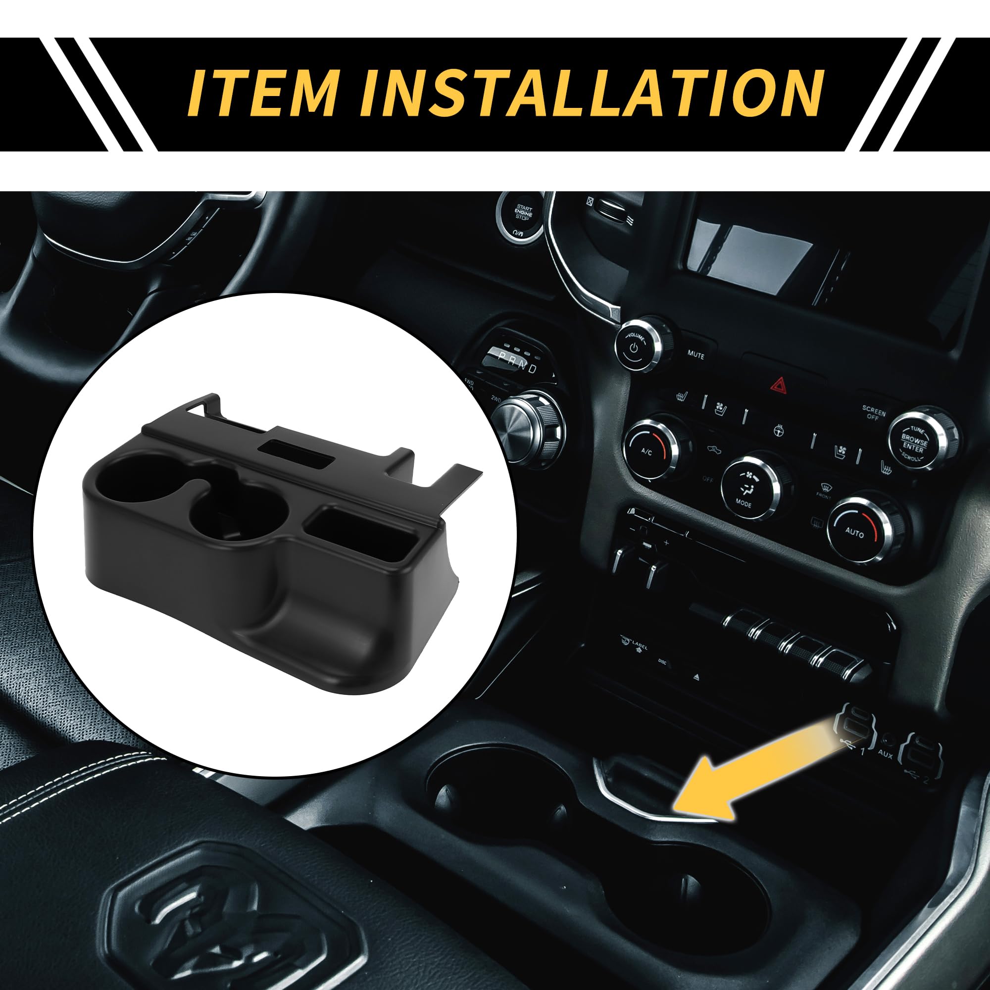 REPAIROCK Center Console Cup Holder for Dodge for Ram 1500 2500 3500 1999-2001 Drink Cup Holder Cup Coin Holder Water Bottle Hol
