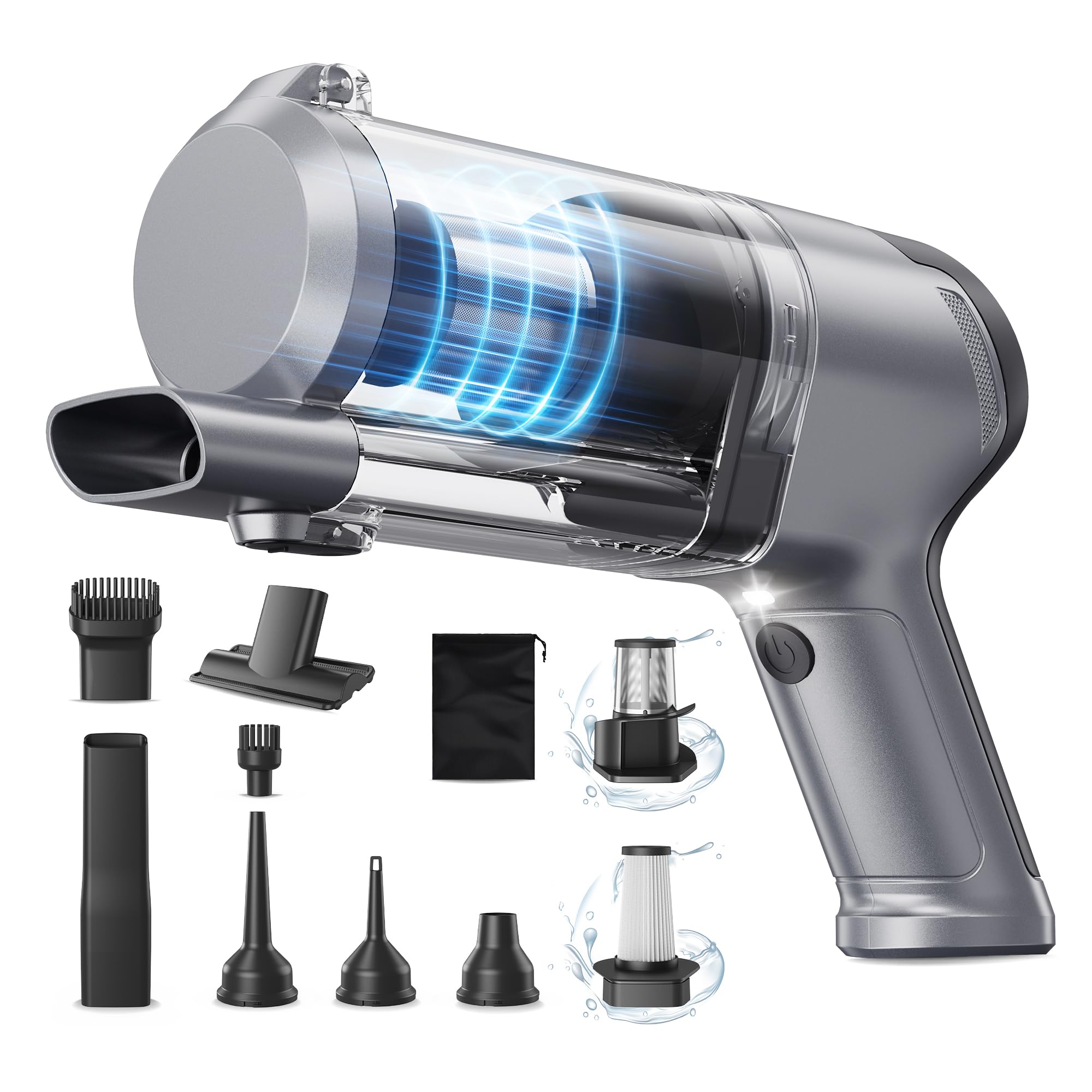 Hand Held Vacuum Car Vacuum Cleaner 18000PA High Power, 4-in-1 Air Duster & Air Blower & Pump Cordless Rechargeable Mini Small S