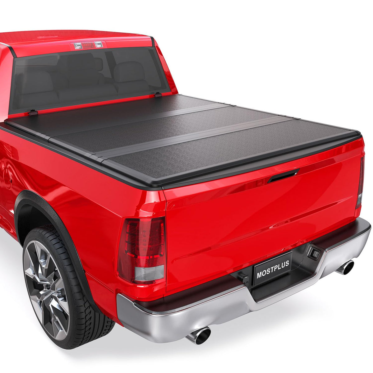 Mostplus Fiberglass Tri- Fold Hard Truck Bed Tonneau Cover Compatible For 2002-2024 Dodge Ram 1500 Inclu. Classic & New Body/200