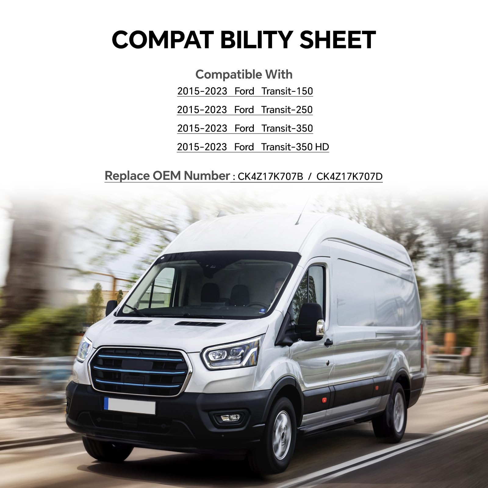 Top-Max Driver Left Side Upper Rearview Convex Heated Mirror Glass With Rear Holder Fit Ford Transit 150 250 350 From 2015 To 20