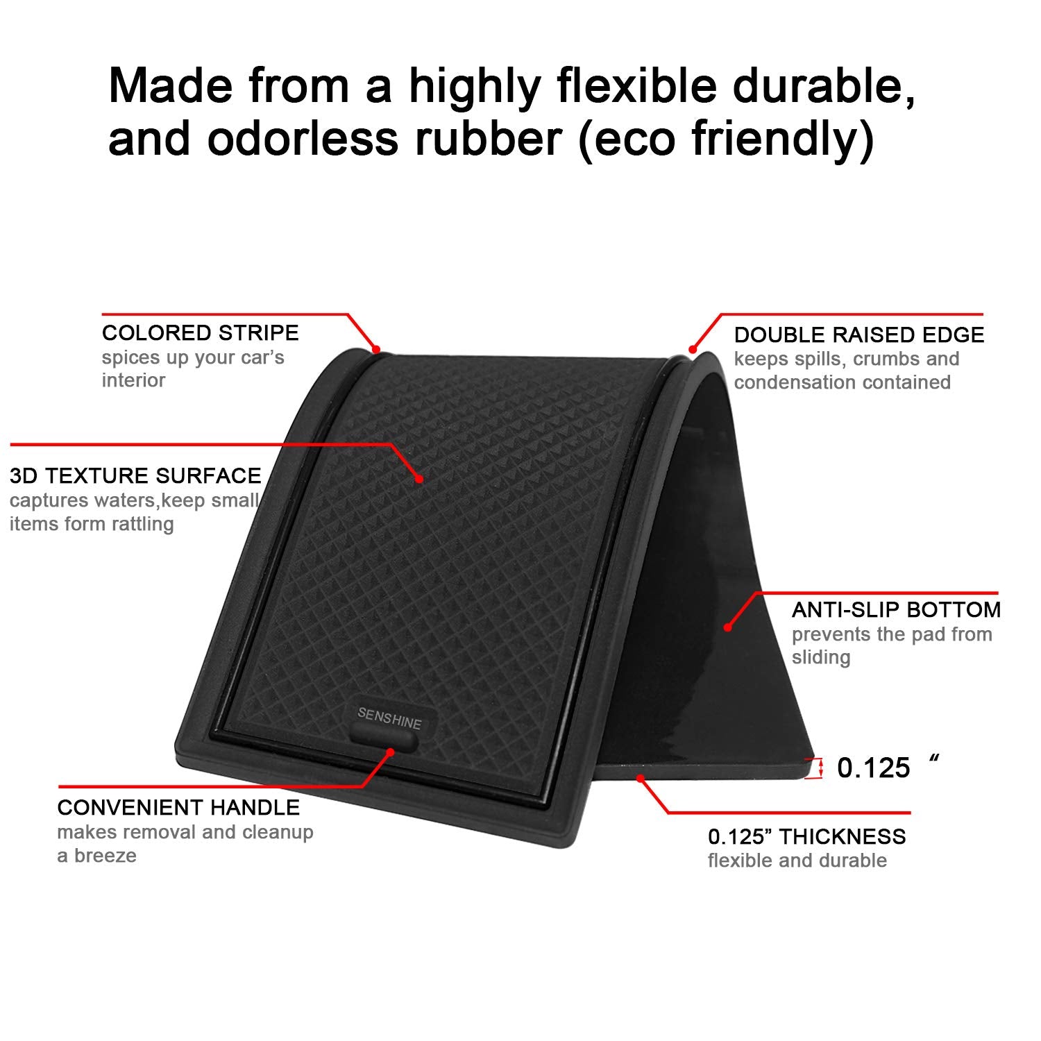 SENSHINE for Honda CR-V CRV Accessories 2020 2021 2022 Cup Holder Insert Center Console Liner Trim Door Packet Mats Non-Slip Ant