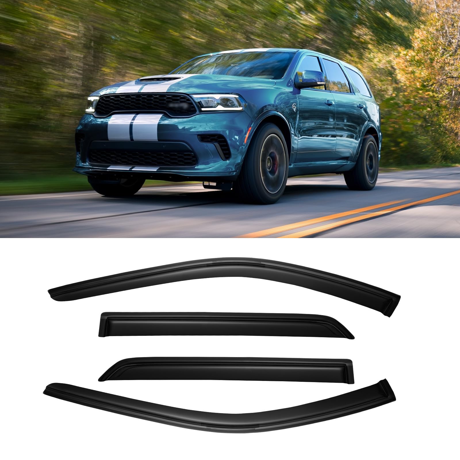 Window Visor For 2011-2024 Dodge Durango(Not Fit 2021 Gt), Out-Channel Rain Guards Shields Vent Deflector Shade Wind Dark Smoke