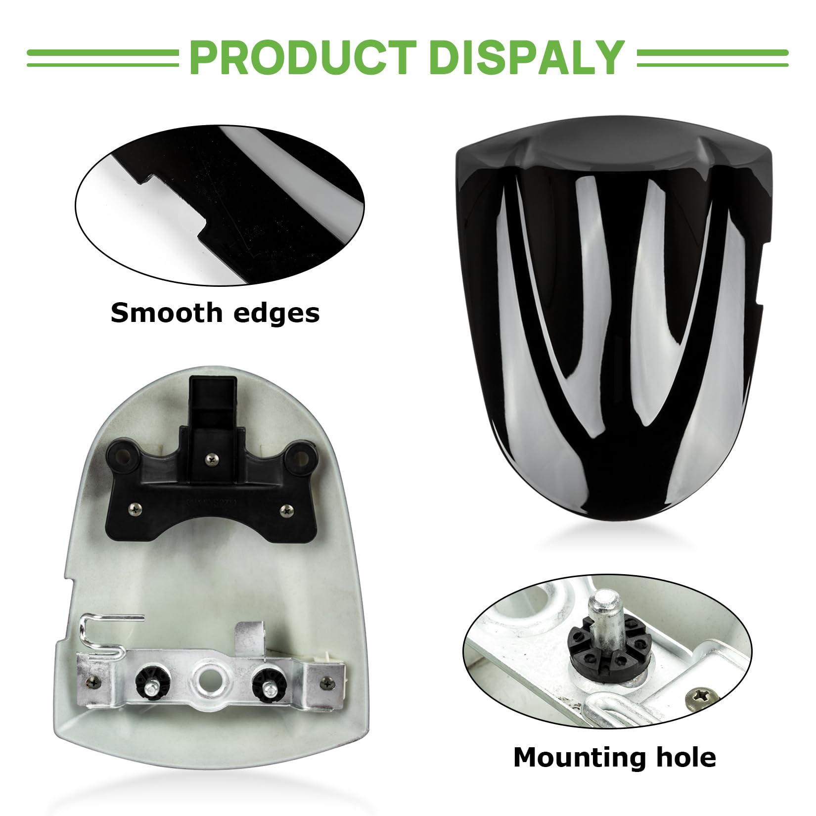 Motorcycle Rear Passenger Seat Fairing Cover Cowl Tail Section Motorcycle Fairing for GSXR600 750 K6 2006-2007, Black