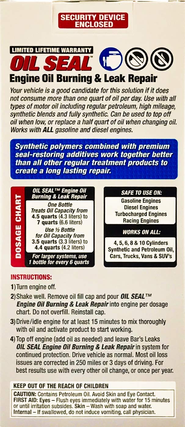 Bar'S Leaks Os-1 Seal Engine Oil Burning/Leak Repair - 16.9 Oz.