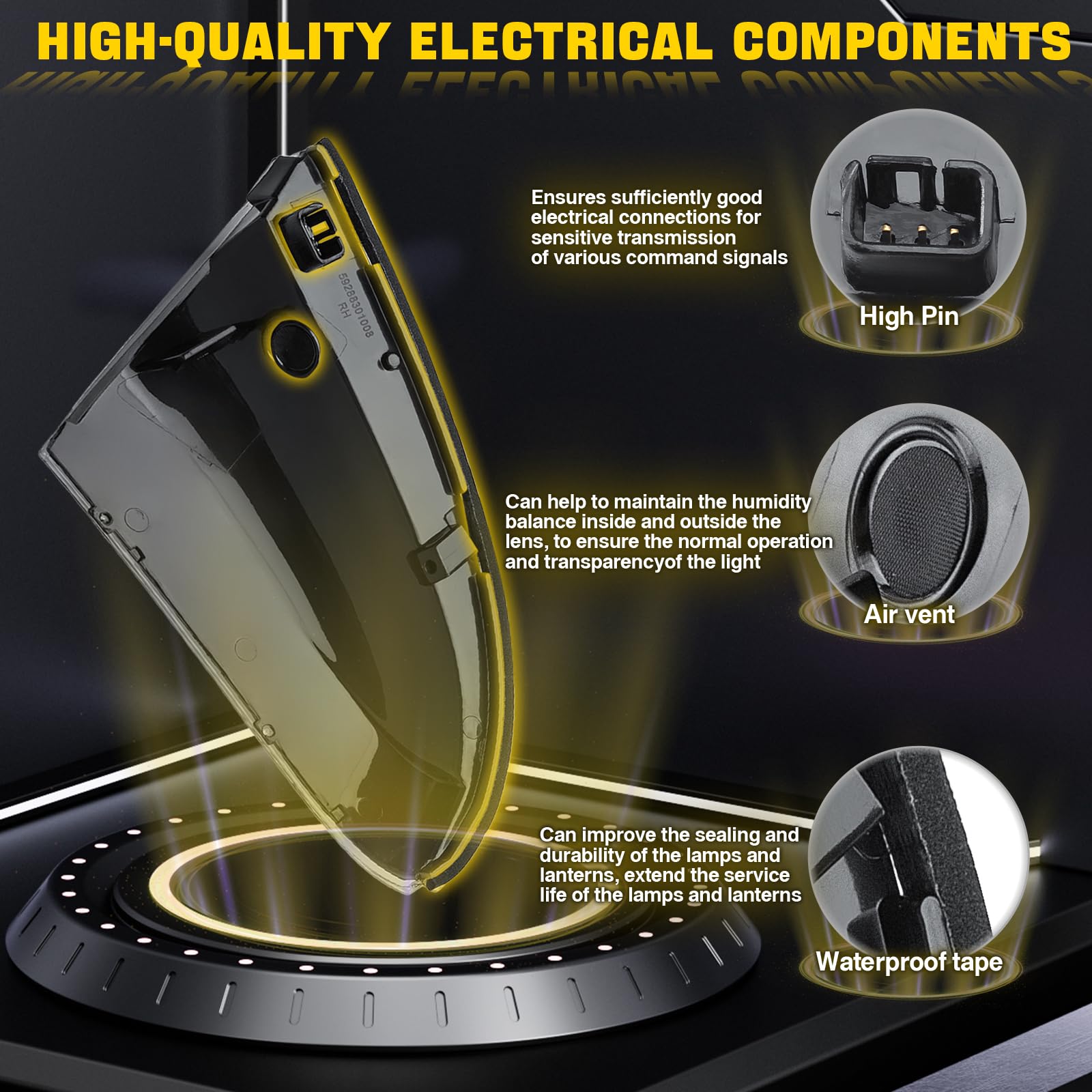 Weileite Led Side Mirror Light Turn Signal Puddle Bulb Lens Cover Fit For Dodge Ram 1500 2009-2011 2012 2013 2014 2015 2016 2017