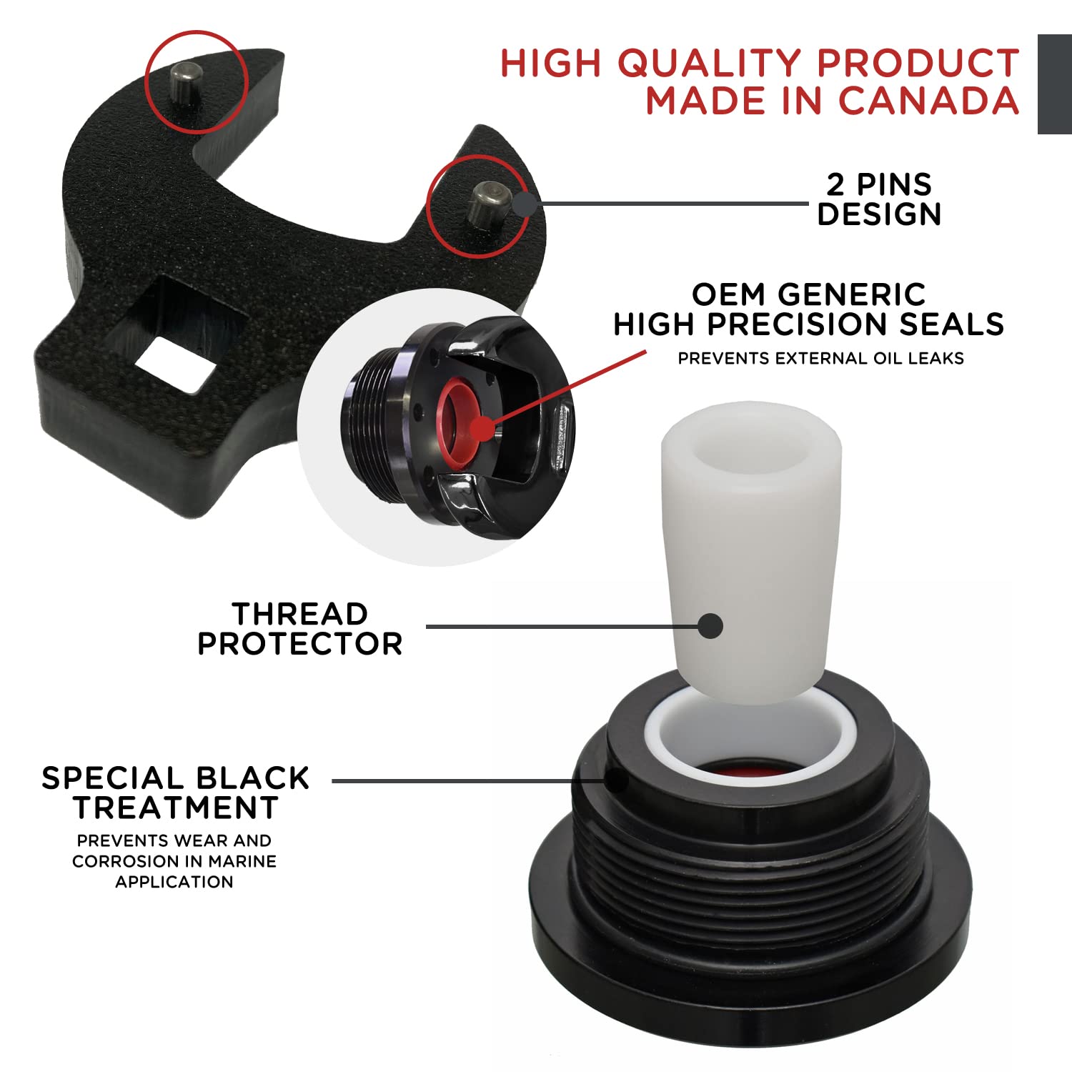 Hs5157/Hs5167 Hydraulic Cylinder Seal Kit With Pin Wrench - Compatible With Seastar Hydraulic Steering System