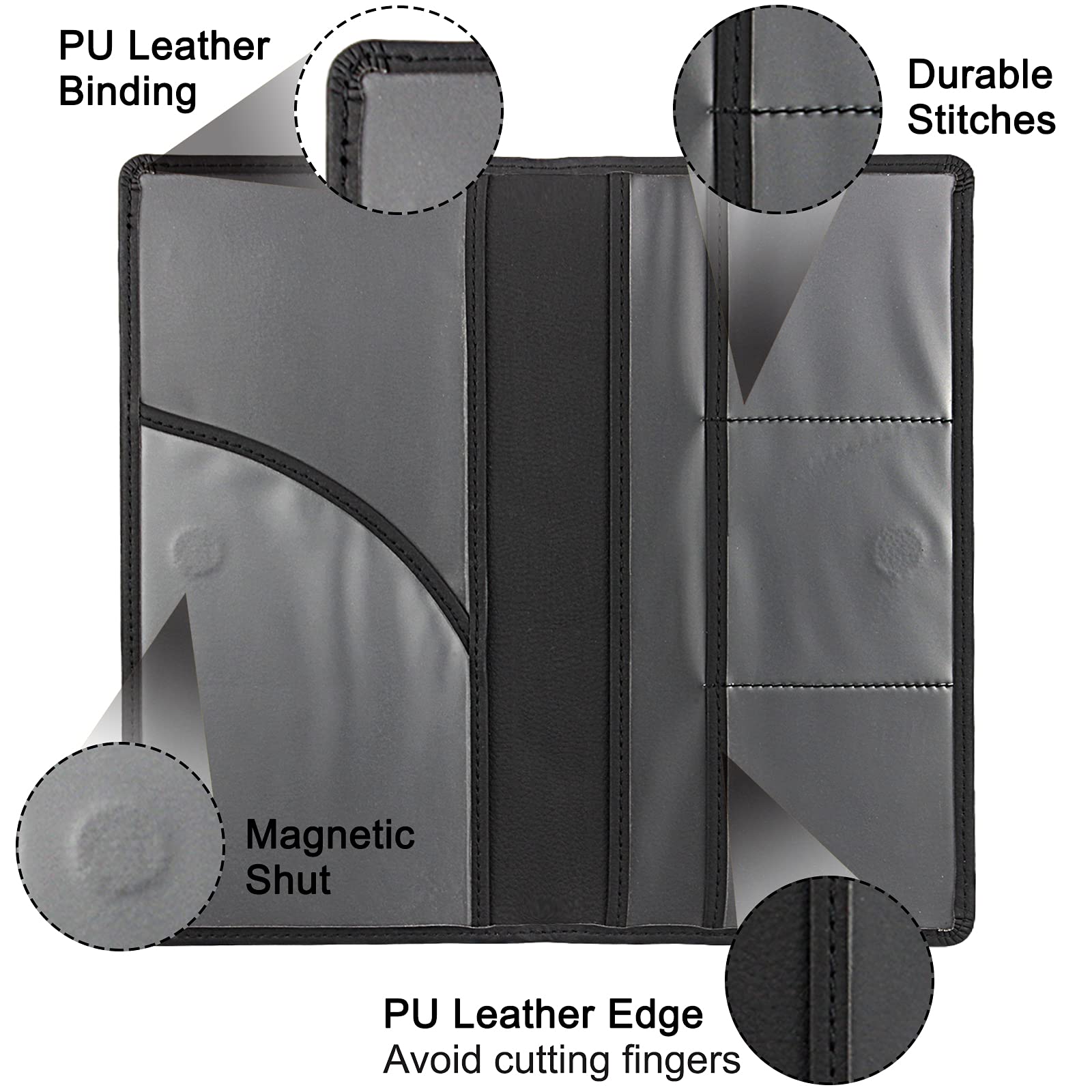 Car Registration And Insurance Holder, Premium Leather Registration And Insurance Card Holder,Vehicle Glove Box Car Organizer,With Magnetic Shut For Cards, Essential Document, Driver License (Black)