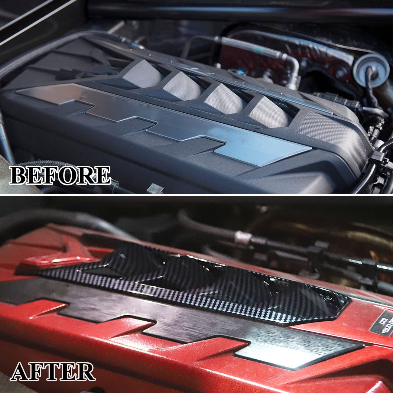 Engine Shroud Cover Panel Trims For Chevrolet Corvette C8 2020-2023 Accessories (Carbon Fiber)