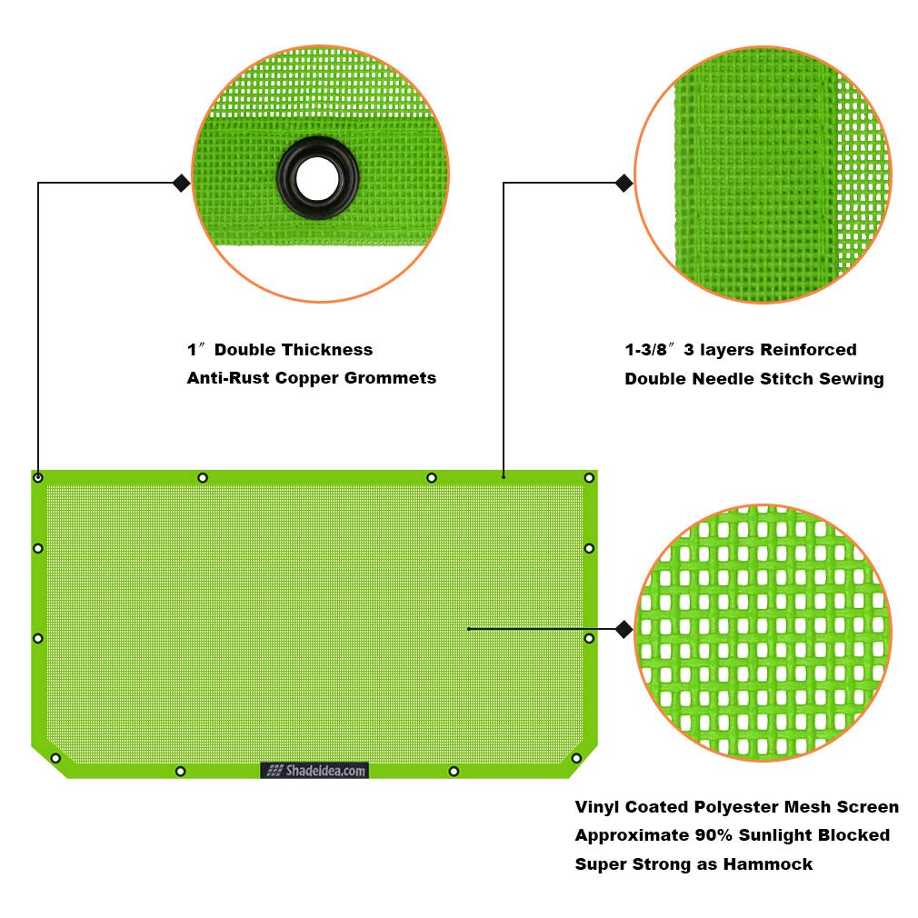 Shadeidea Sun Shade Top For Jeep Wrangler Sunshade Jl (2018-2023) Unlimited 2 Door And 4 Door Front-Green Mesh Screen Sunshade J