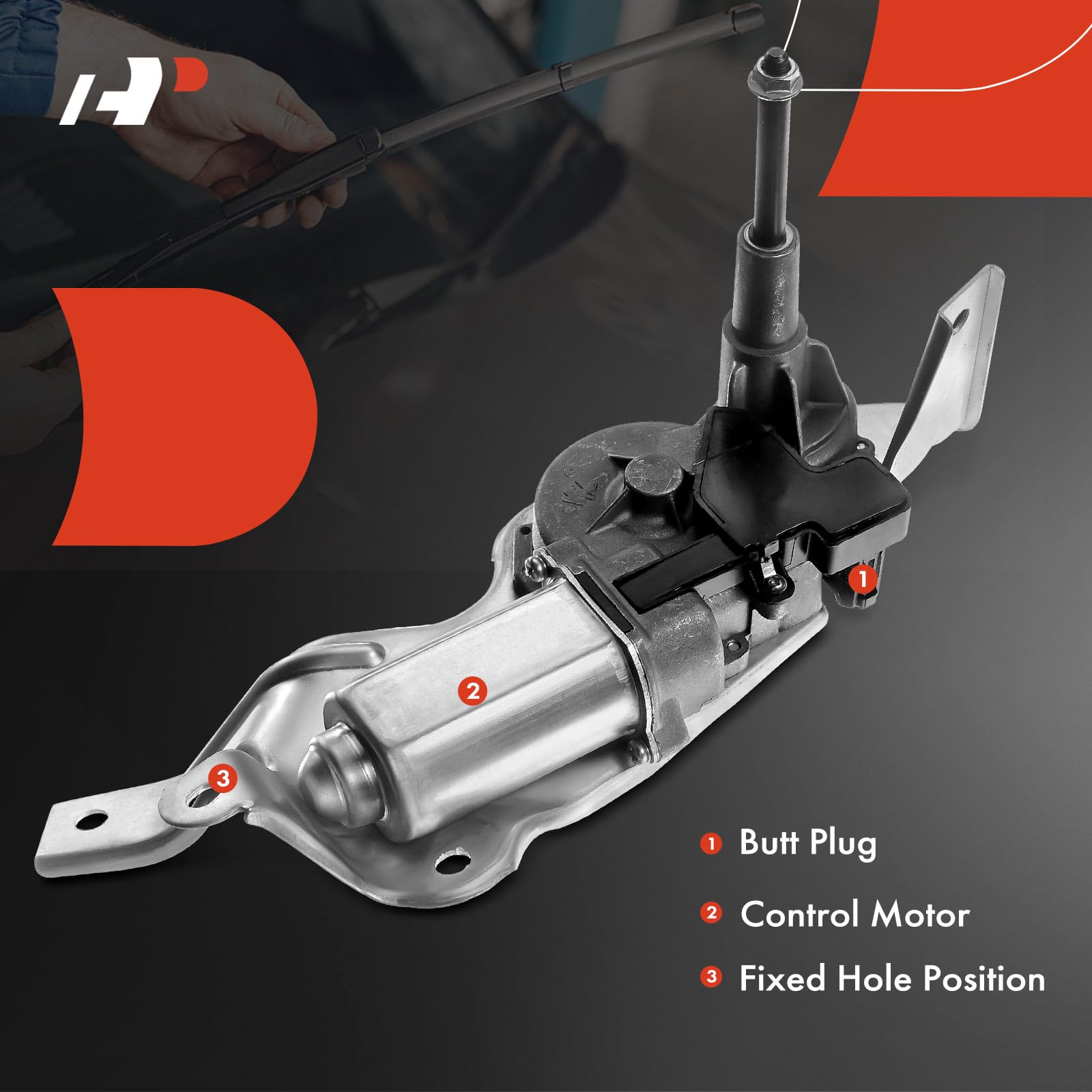 A-Premium Rear Windshield Wiper Motor Compatible with Honda Fit 2009 2010 2011 2012 2013 2014, L4 1.5L, Hatchback, 3-Pin, Replace# 76710TF0003