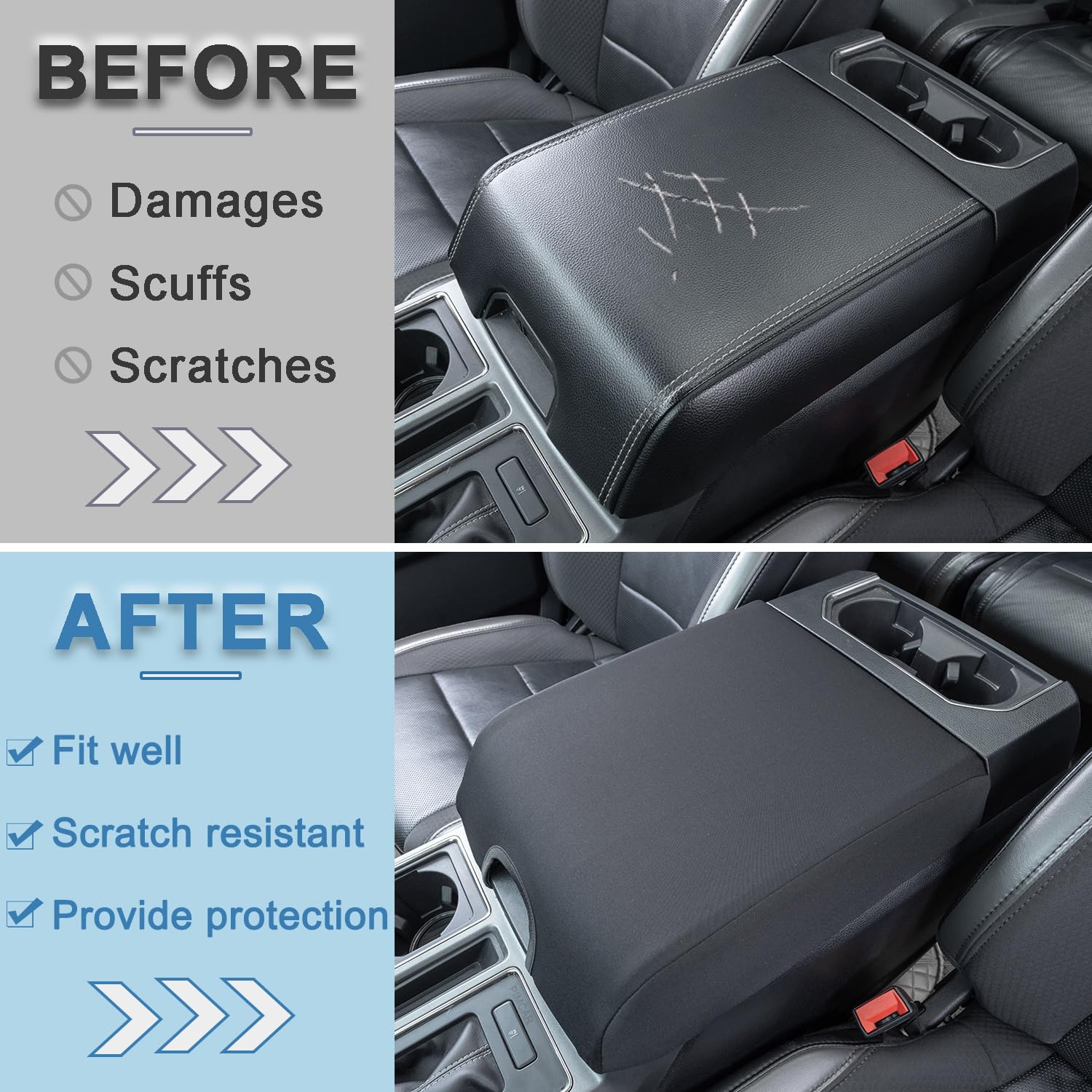 PIMCAR Center Console Cover Compatible with Ford 2015-2020 F150, 2017-2022 F250 F350 F450, 2018-2024 Expedition Interior Accesso