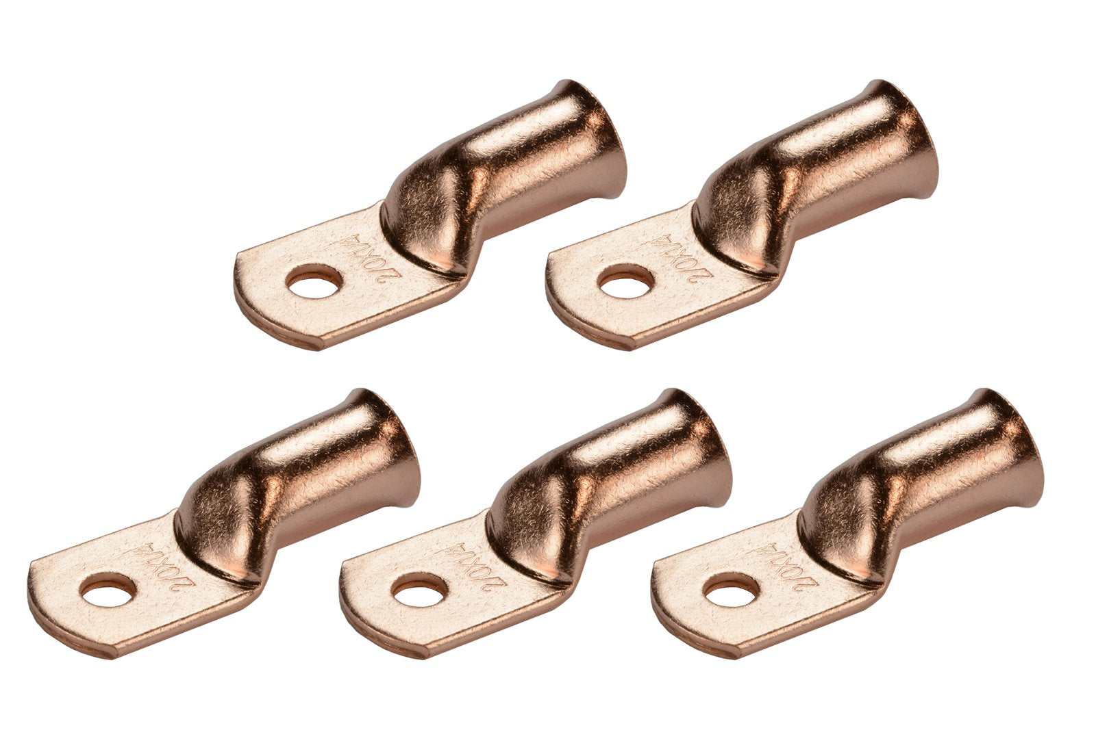 Temco 5 Pack Bare Copper Welding Battery Cable Ends, Lugs Terminal 2/0 Awg 1/4'' Hole (6 Awg To 1/0 Awg Options Available)