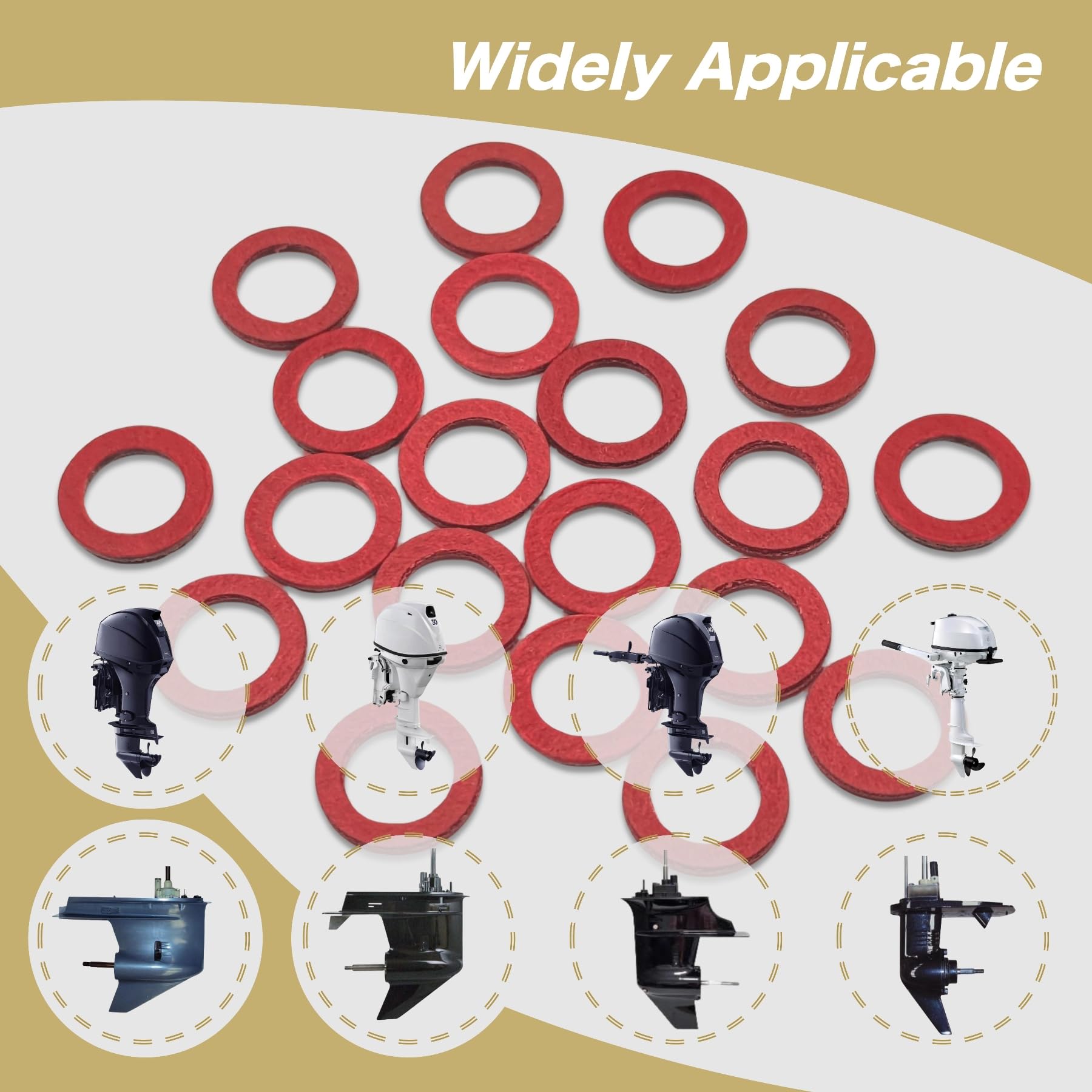 Jlm Marine 20 Pcs 90430-08003 Lower Gearcase Oil Drain Gaskets For Most Yamaha 4 Stroke Outboard Motor Seals 90430-08020