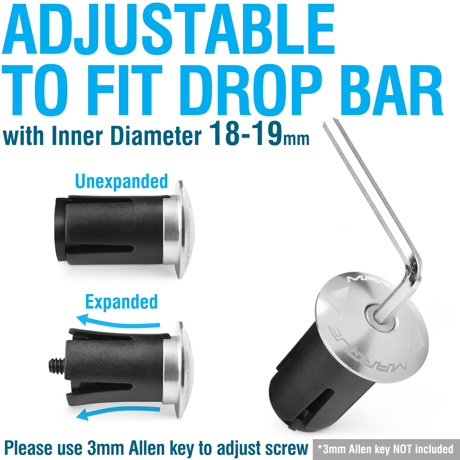 Marque Alloy Enz Handle Bar End Plugs - 2Pcs Per Set (Silver)