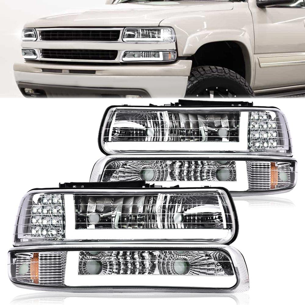 Pit66 Led Headlights, Compatible With 1999-2002 Chevy Silverado 1500 2500 99-02/01-02 Silverado 1500Hd 2500Hd 3500 Fit For Tahoe