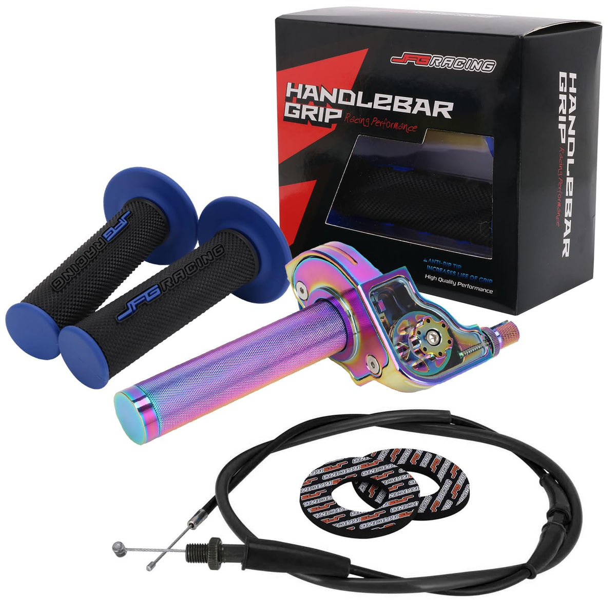 JFG RACING Motorcycle Throttle Assembly,7/8'' 22mm Twist Throttle Grips With Rotate Shaft Throttle Cable CNC Universal for CRF50